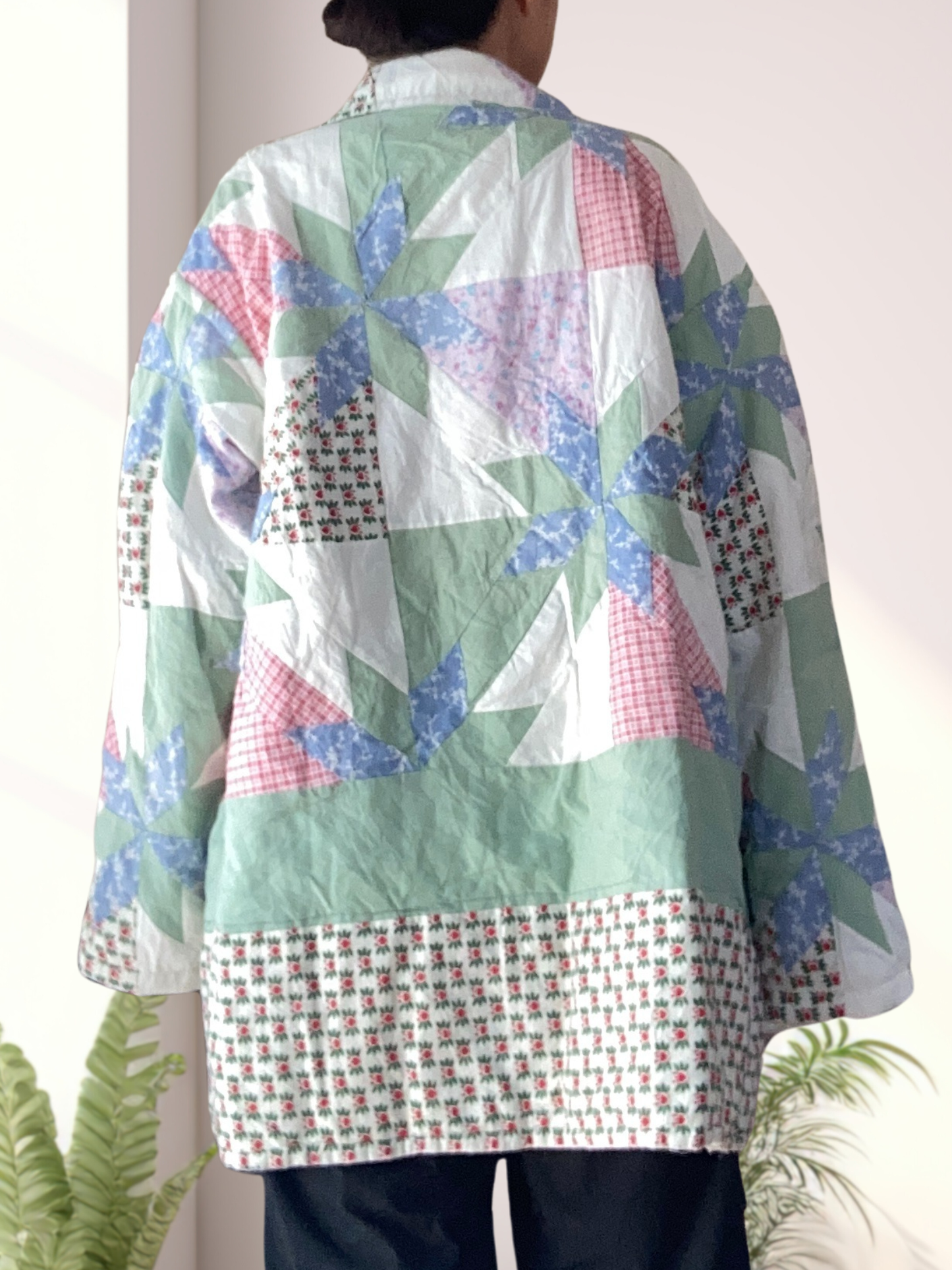 Unique Patchwork Jacket Made from Vintage Quilted Cotton