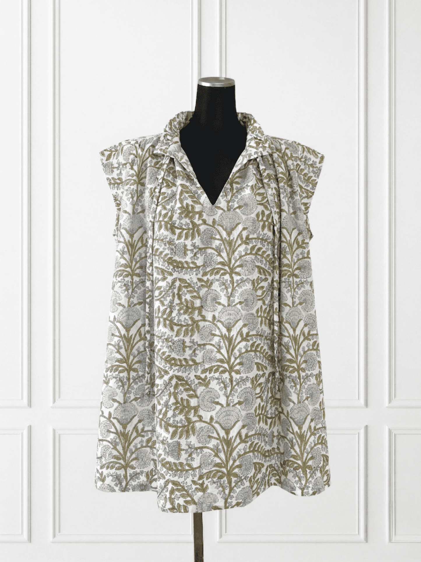 【custom order】Hand Block Print Fabric Gathered Tunic / Dress #charlotte