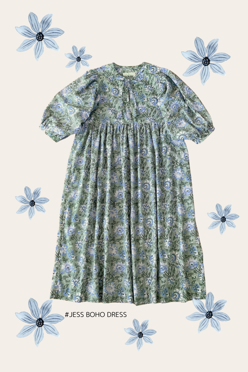 【custom order】 Hand Block Print Boho Dress
JESS-dress