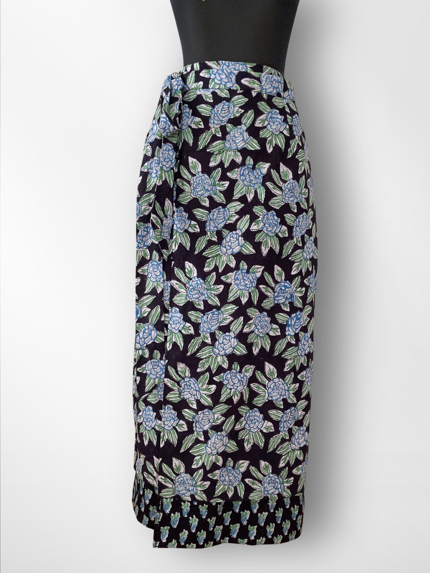 Hand Block Print Layered Reversible Wrap Maxi Skirt