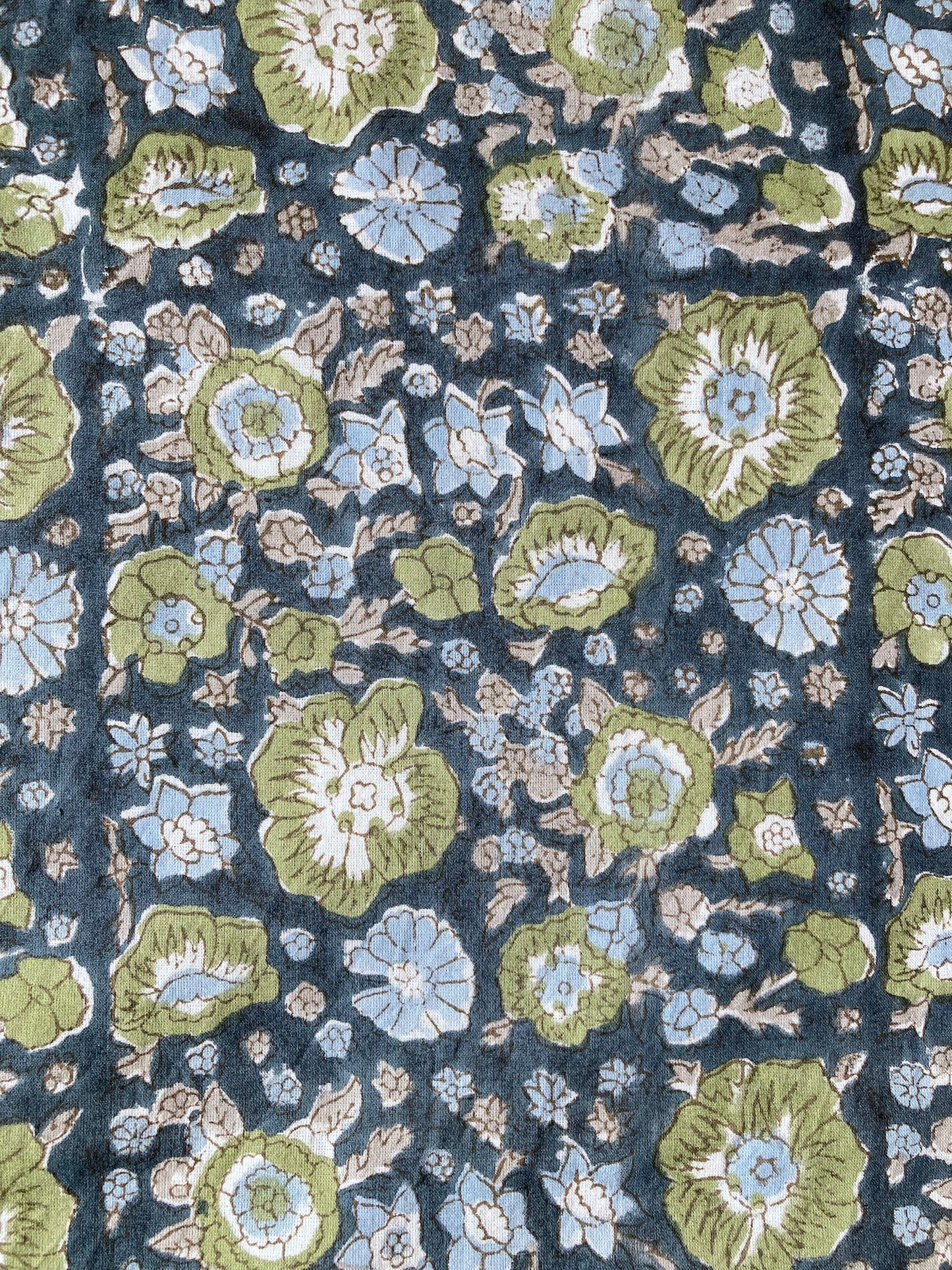 Hand Block Printed Cotton Fabric Deep Green #174-31