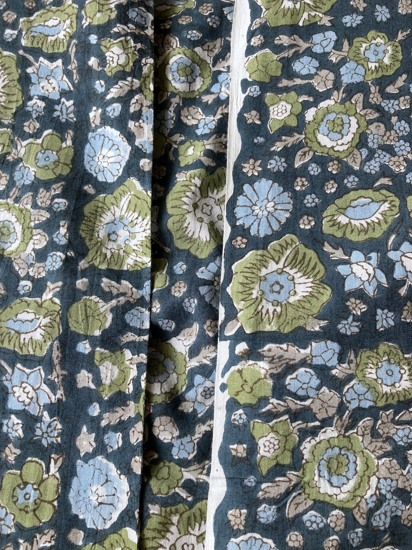 Hand Block Printed Cotton Fabric Deep Green #174-31