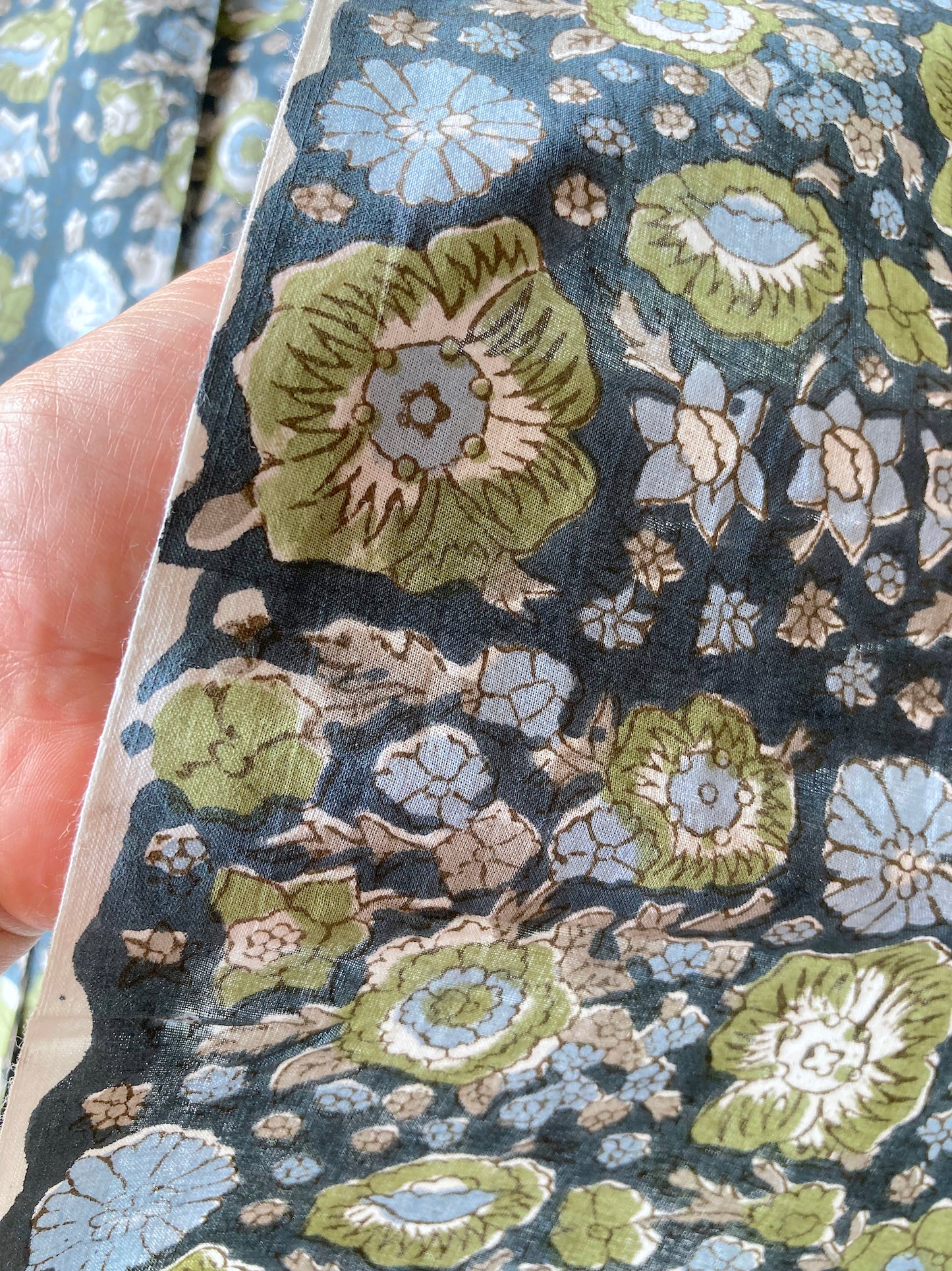 Hand Block Printed Cotton Fabric Deep Green #174-31