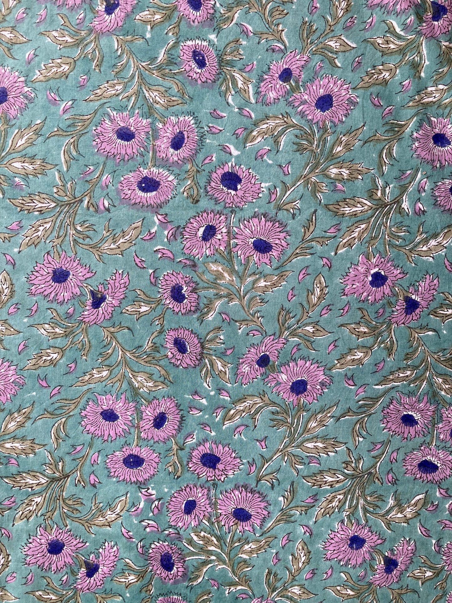 Hand Block Printed Cotton Fabric Green #185-1