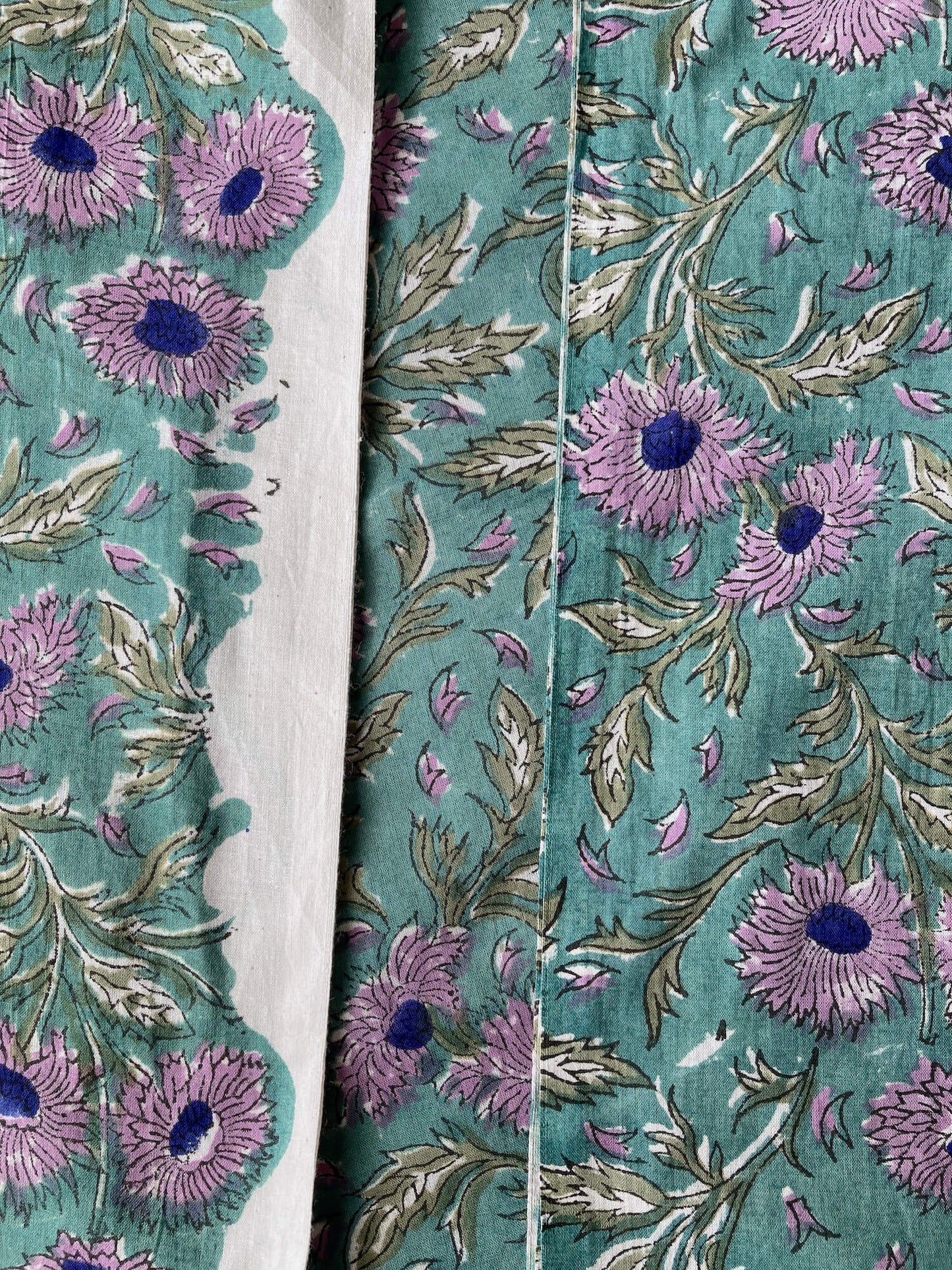 Hand Block Printed Cotton Fabric Green #185-1
