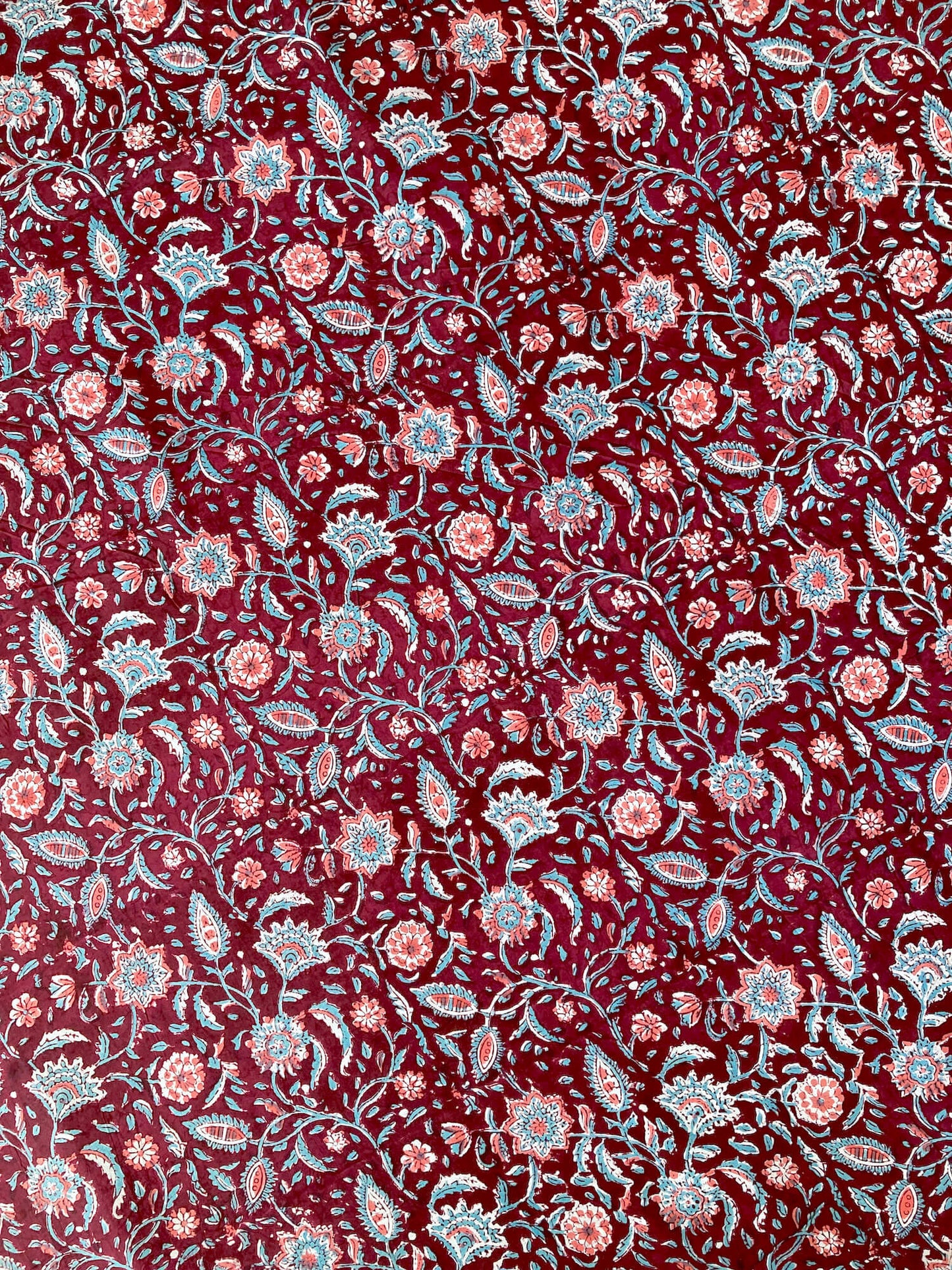 Hand Block Printed Fabric Vintage Wine #185-3
