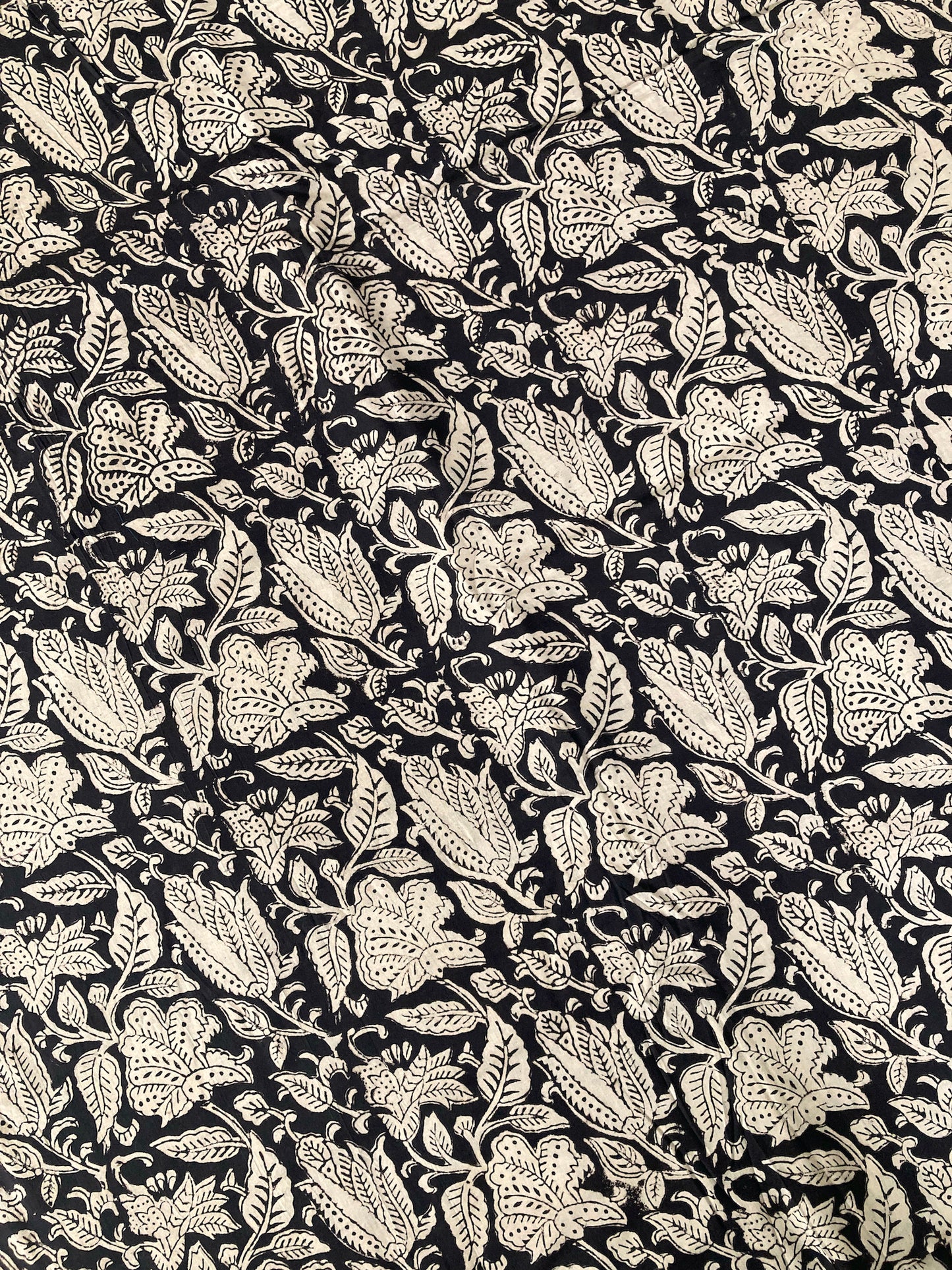 Hand Block Printed Bagru Fabric Black #185-4