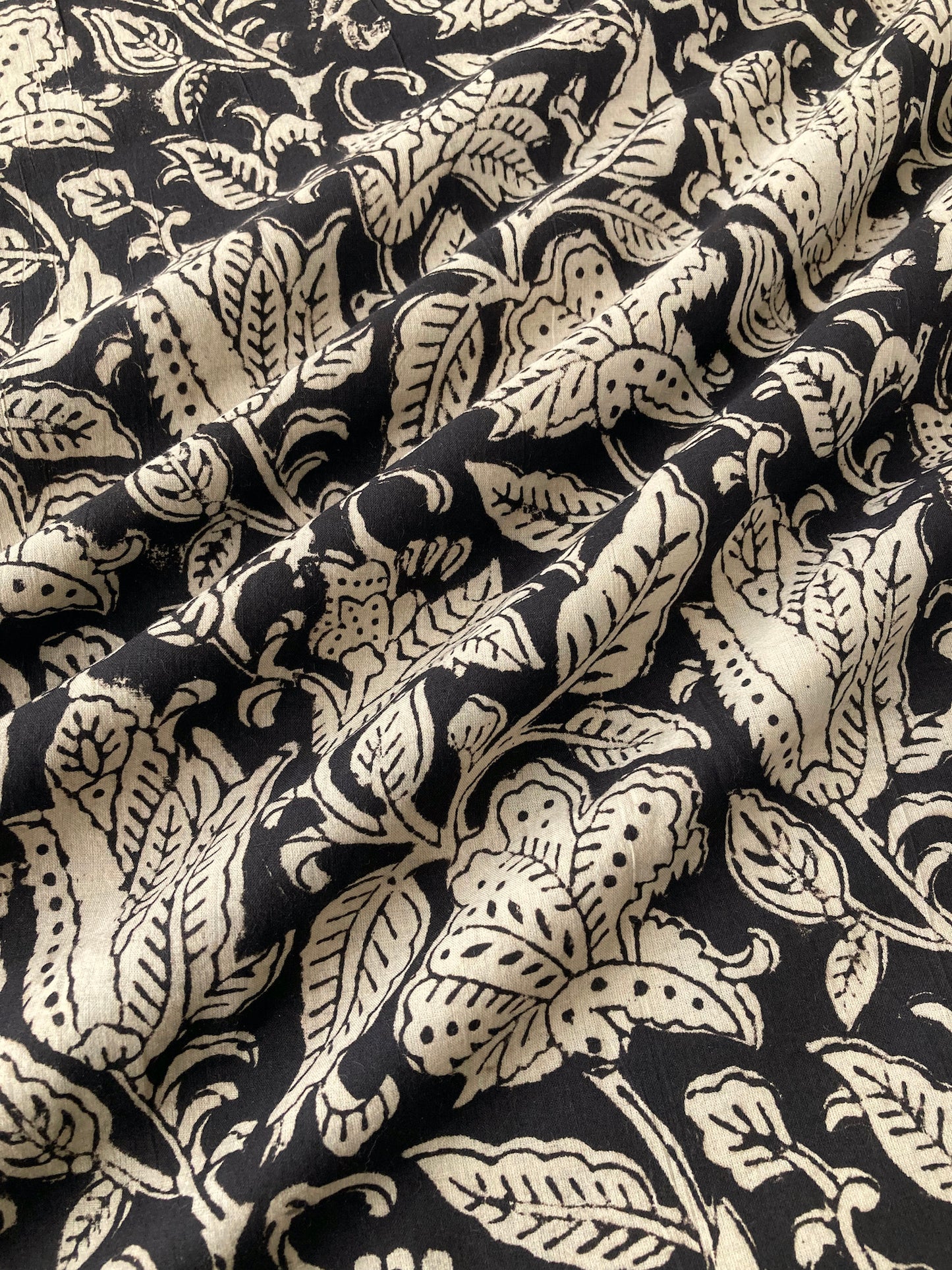 Hand Block Printed Bagru Fabric Black #185-4