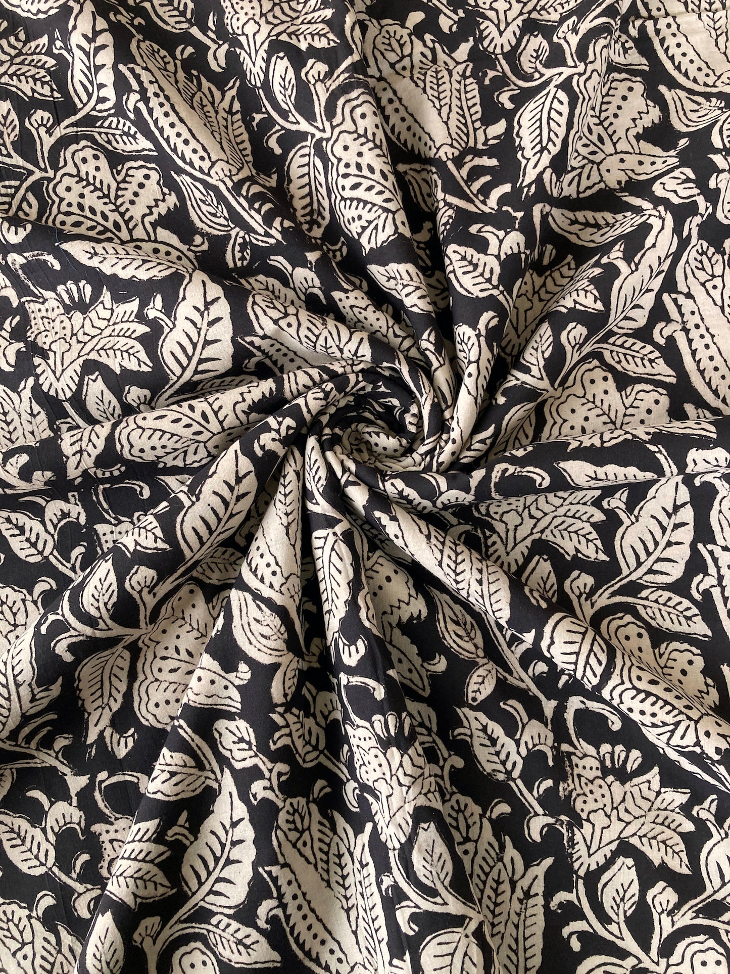 Hand Block Printed Bagru Fabric Black #185-4
