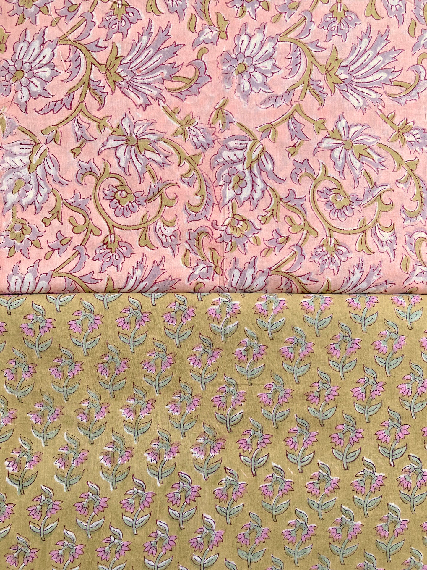Hand Block Printed Cotton Fabric Olive Green #207-16