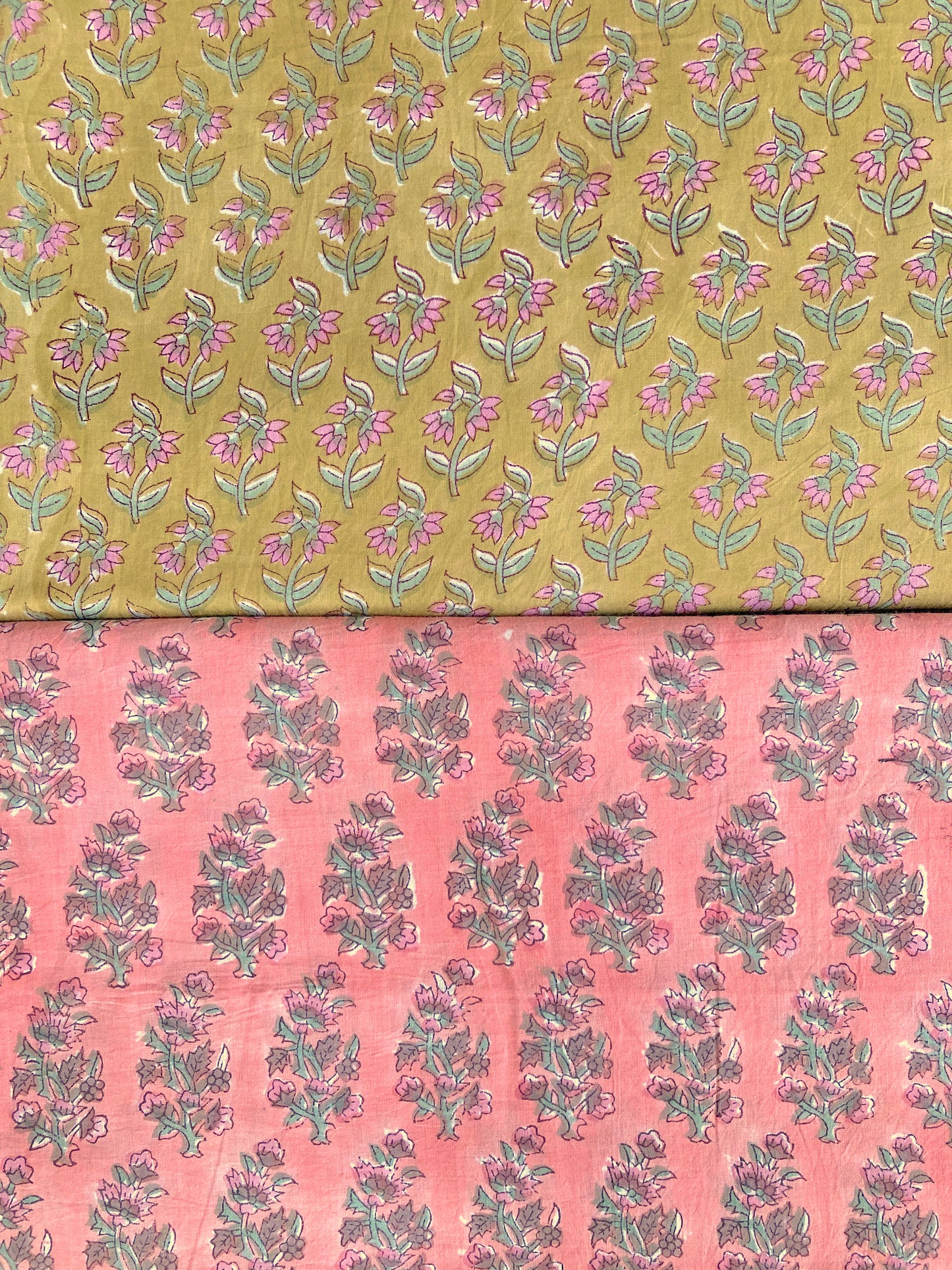 Hand Block Printed Cotton Fabric Olive Green #207-16