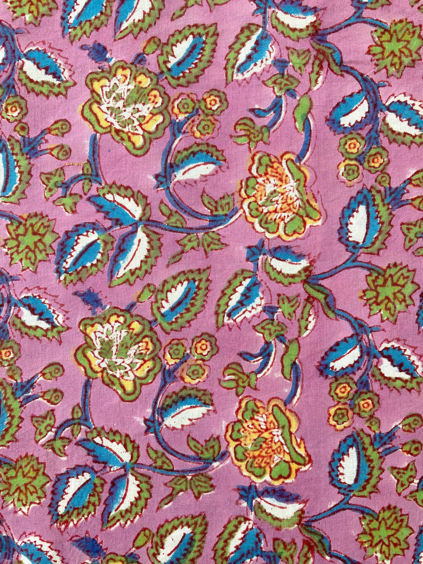 Hand Block Print Floral Cotton Fabric Lilac #224-25
