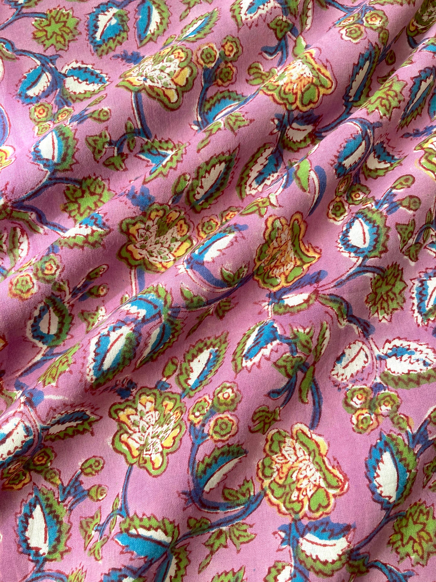 Hand Block Print Floral Cotton Fabric Lilac #224-25