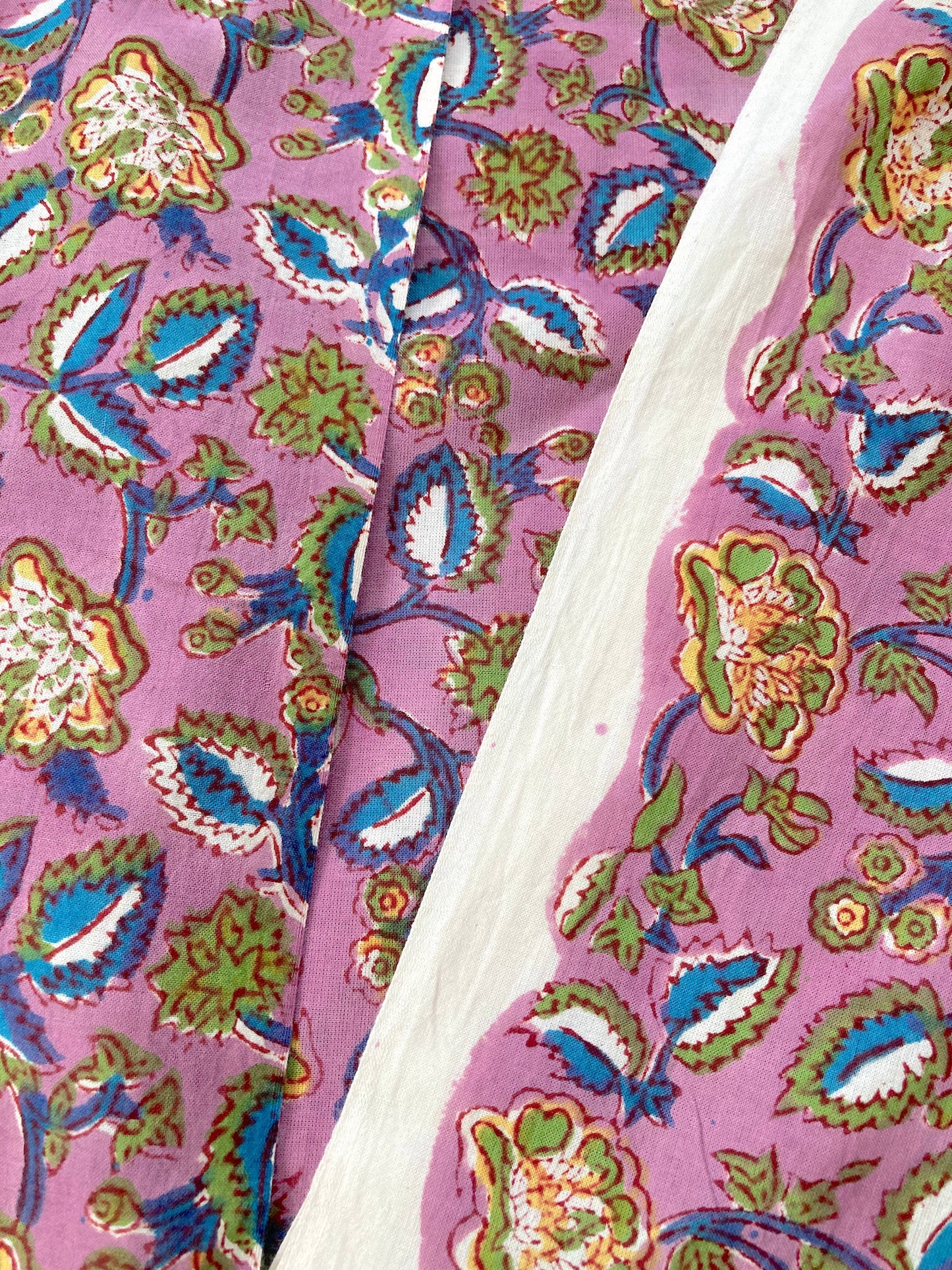 Hand Block Print Floral Cotton Fabric Lilac #224-25