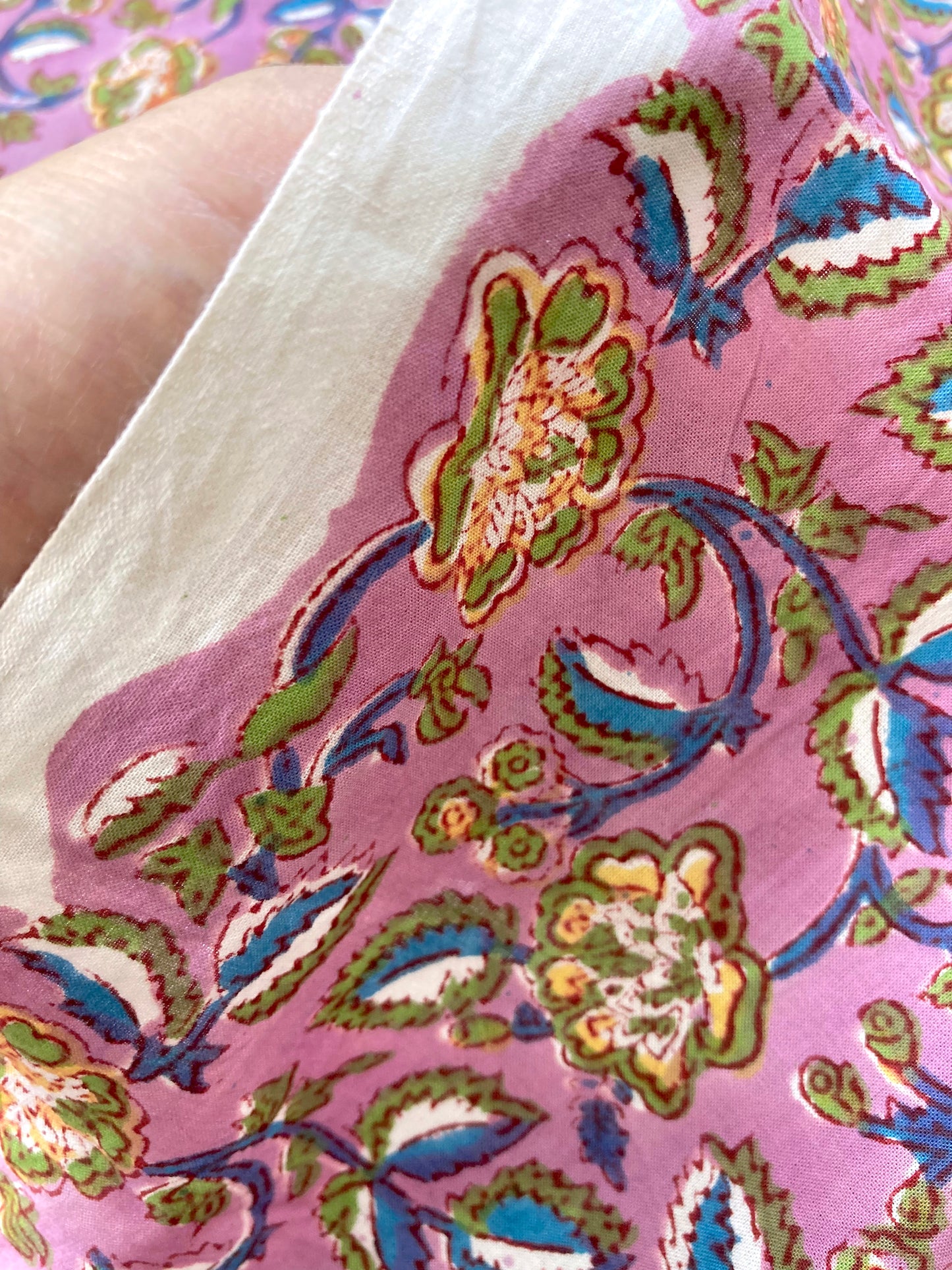 Hand Block Print Floral Cotton Fabric Lilac #224-25