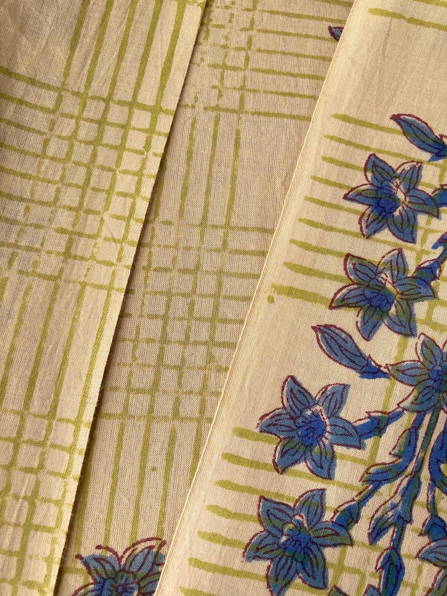 ハンドブロックプリント ナチュラル 大花柄 コットンプリント生地  #273-5