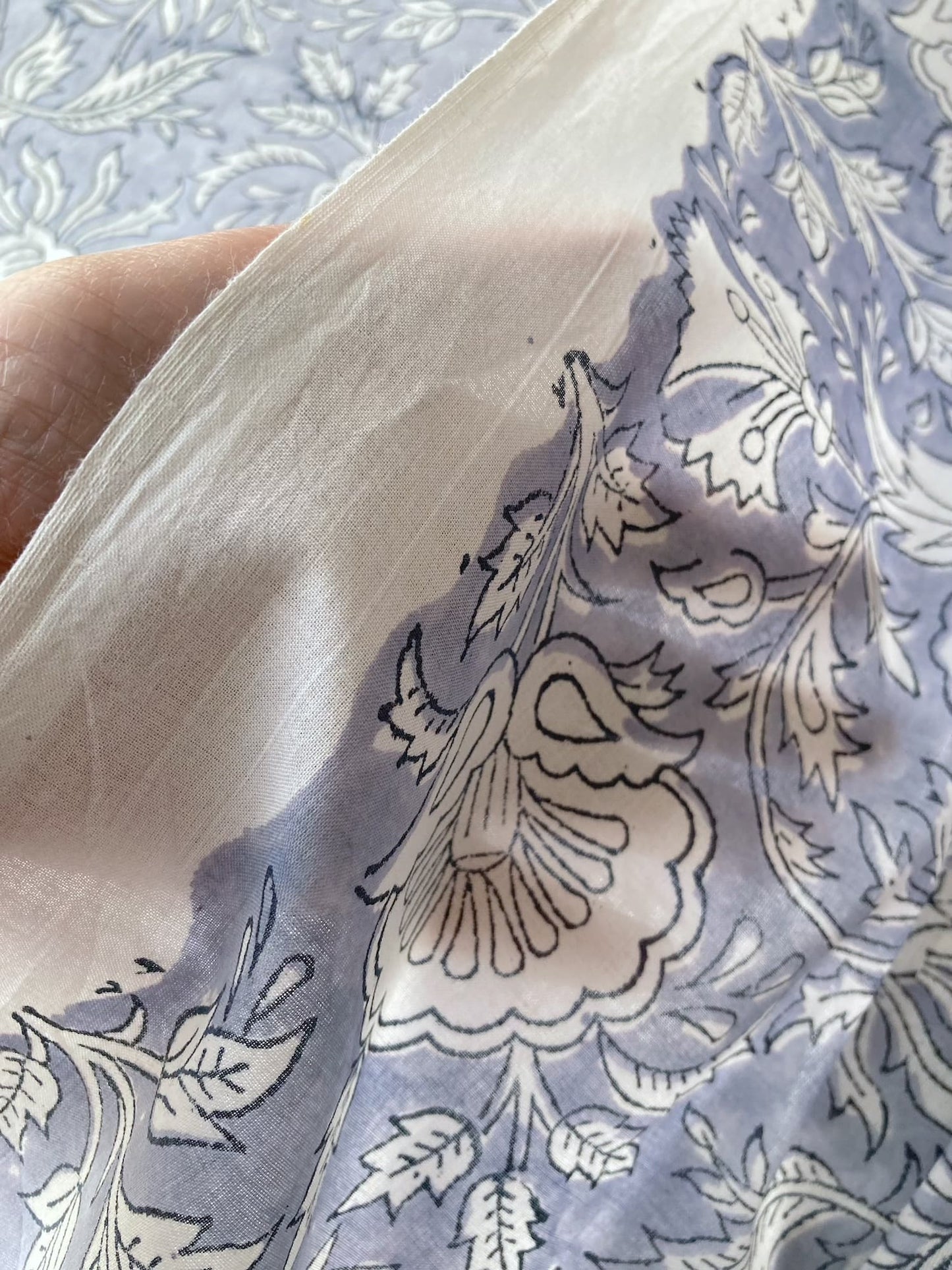 ハンドブロックプリント アイスグレー コットンプリント生地 #294-4