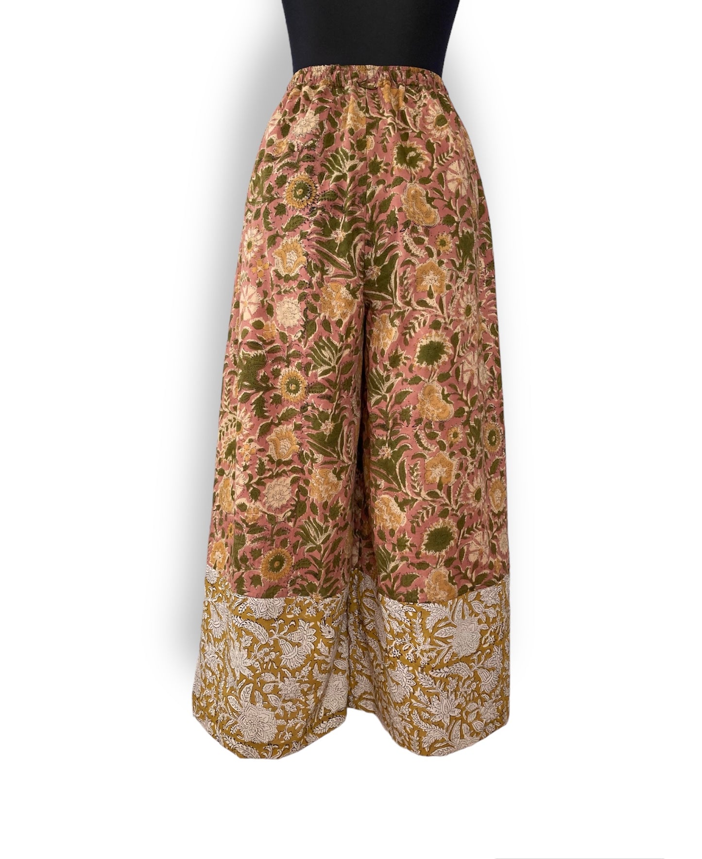 【custom order】Hand Block Print Fabric Cotton Wide Leg Pants