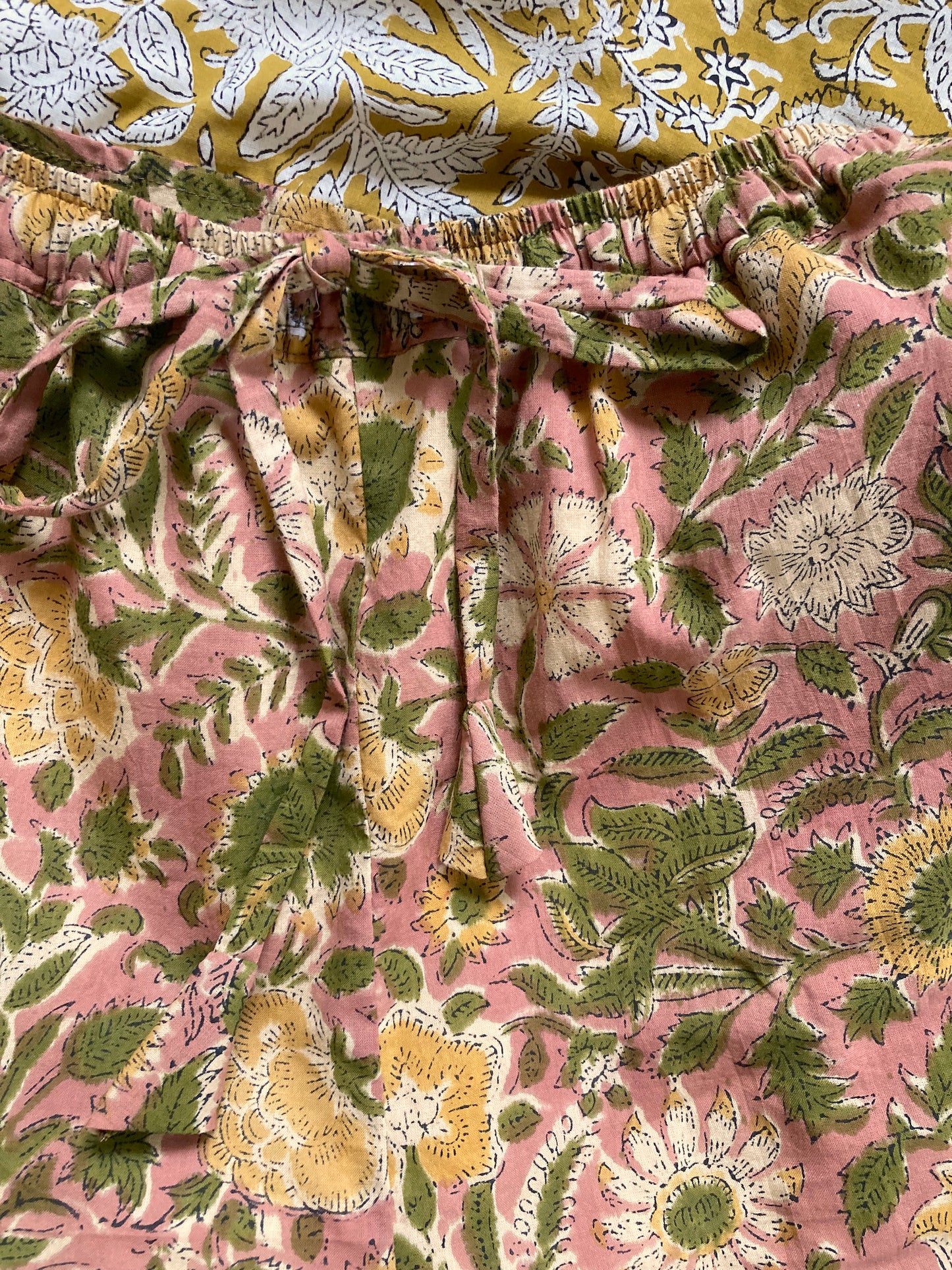 【custom order】Hand Block Print Fabric Cotton Wide Leg Pants