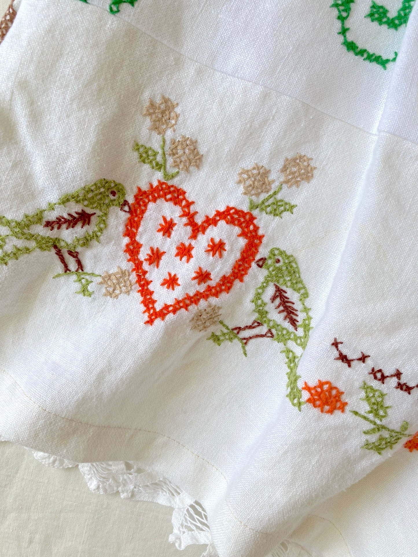 ヴィンテージ 刺繍 リネン 生地 パッチワーク ショートパンツ