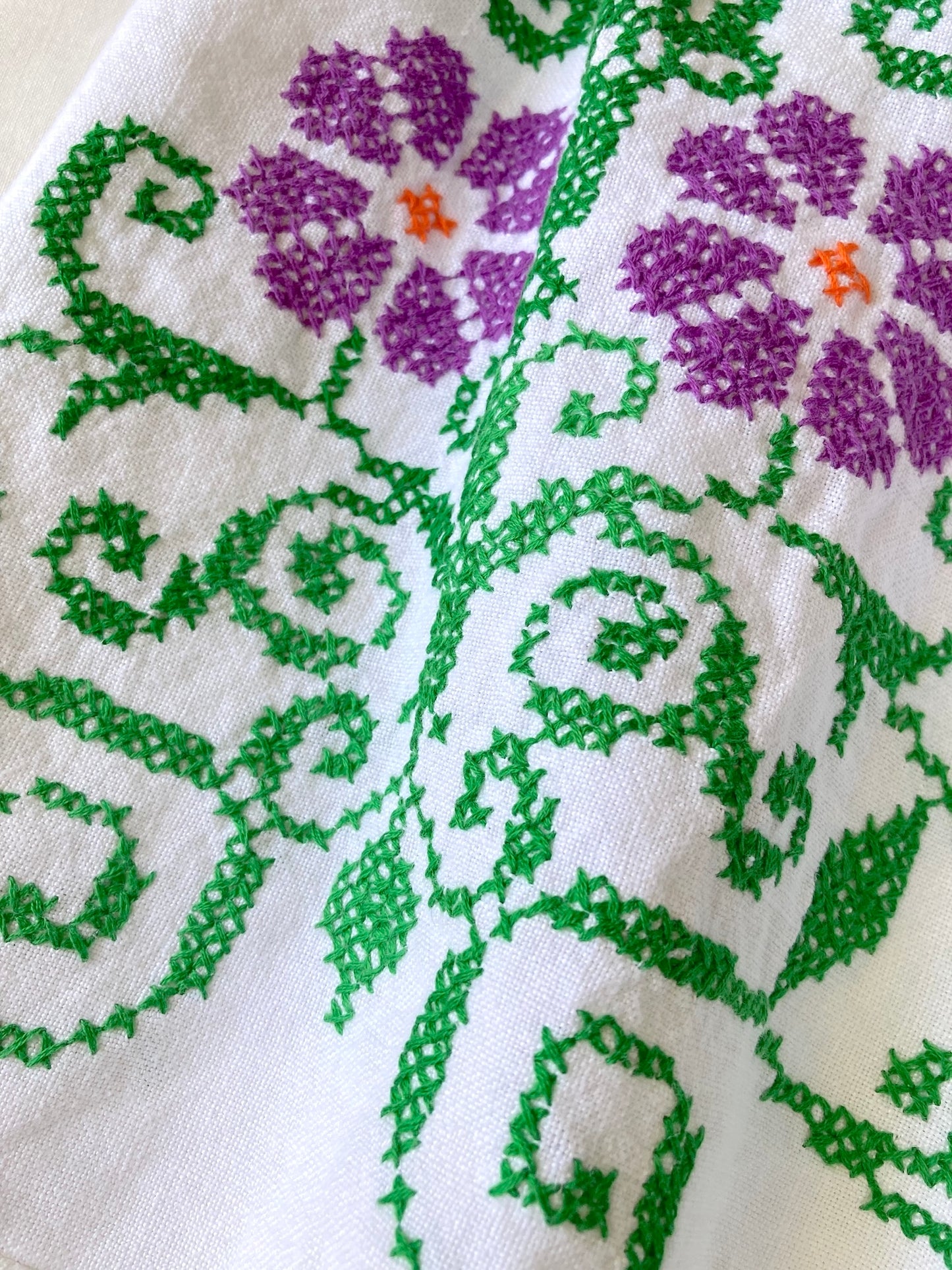 ヴィンテージ 刺繍 リネン 生地 パッチワーク ショートパンツ