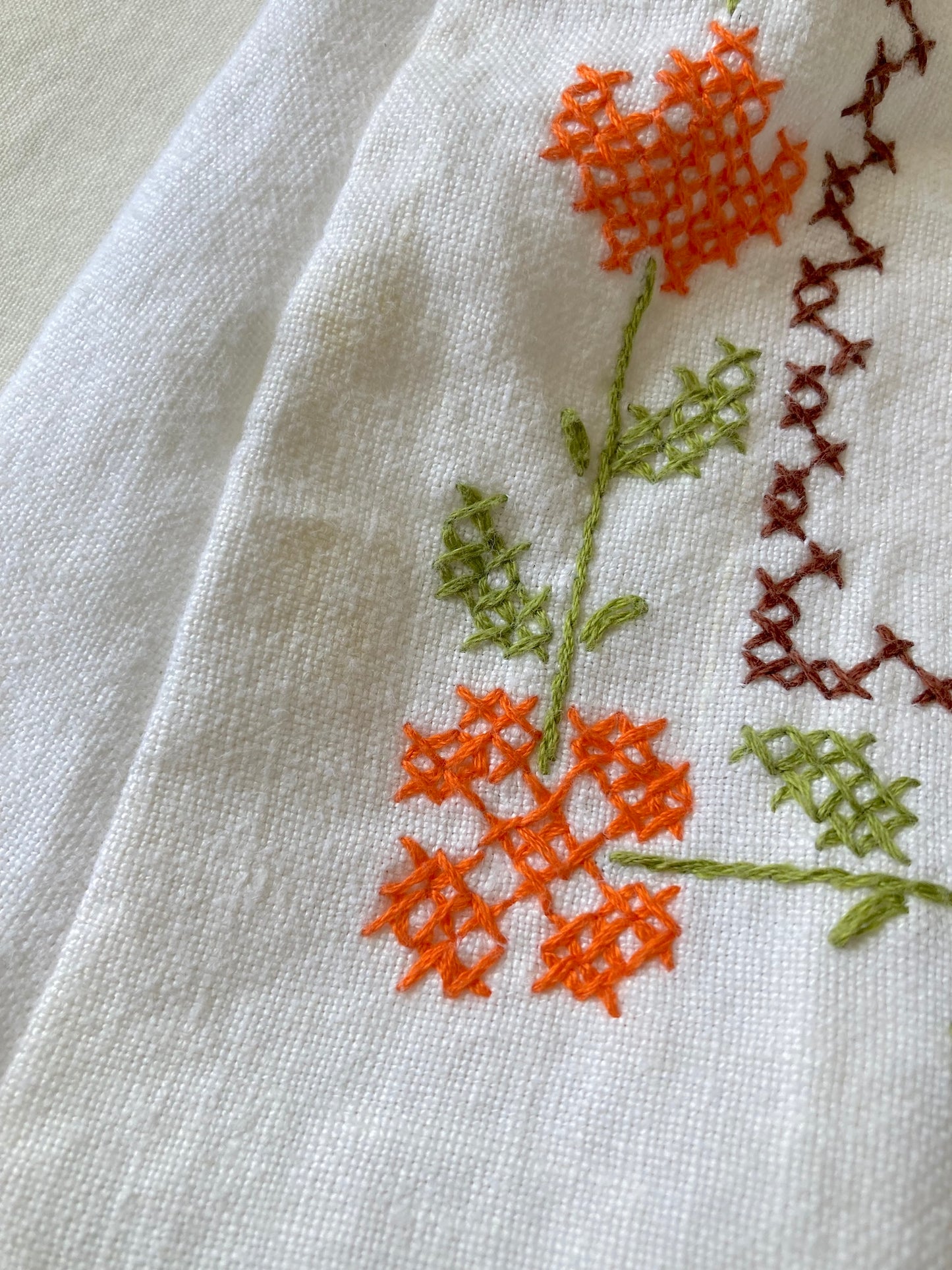 ヴィンテージ リネン 刺繍 リボン 羽織り 半袖シャツ
