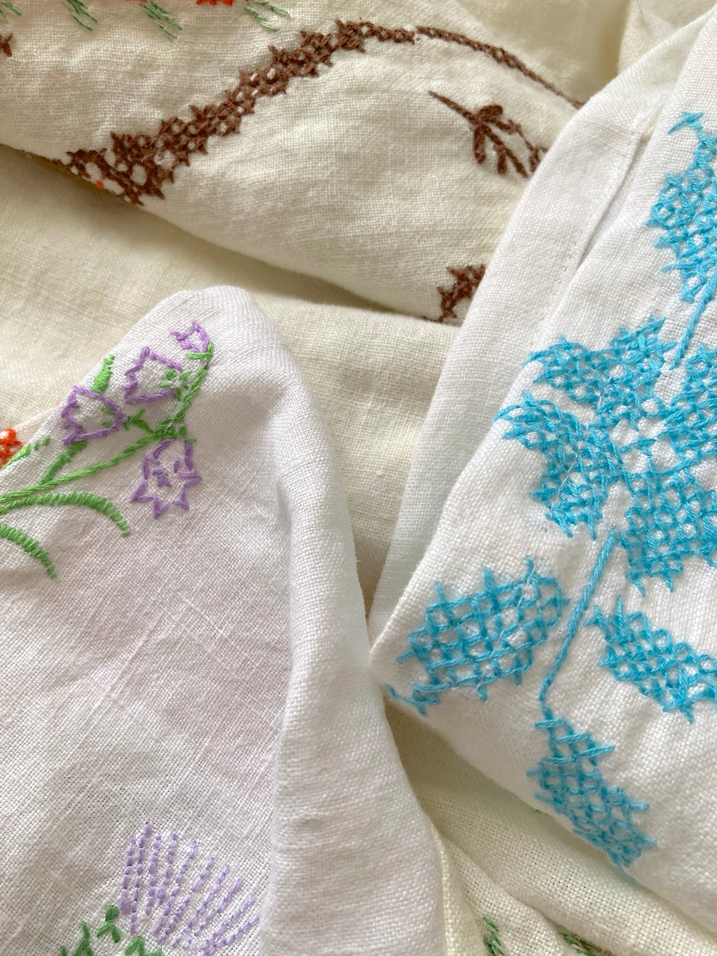 ヴィンテージ リネン 刺繍 リボン 羽織り 半袖シャツ