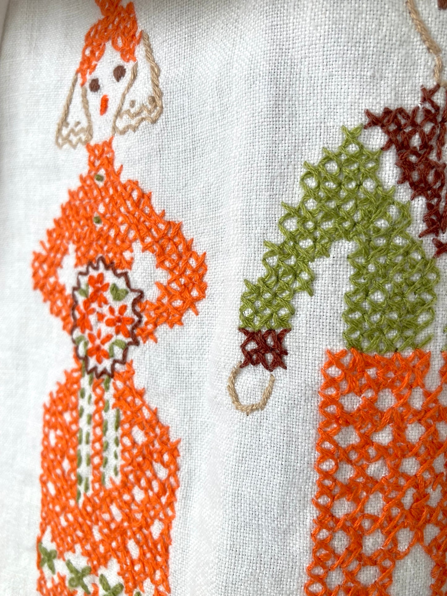 ヴィンテージ リネン 刺繍 生地 リメイク リボン 羽織り 半袖シャツ