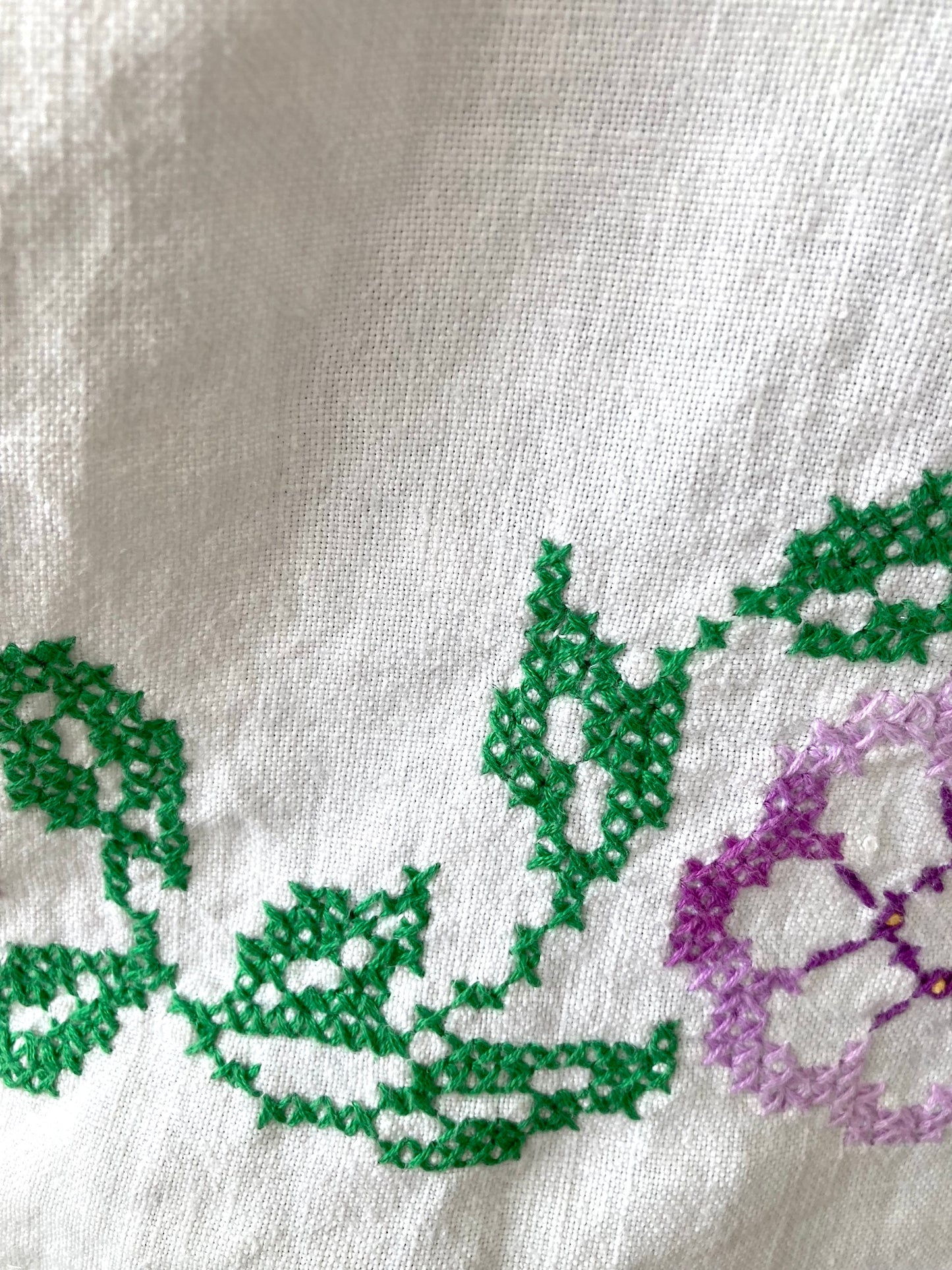 ヴィンテージ リネン 刺繍 生地 リメイク リボン 羽織り 半袖シャツ