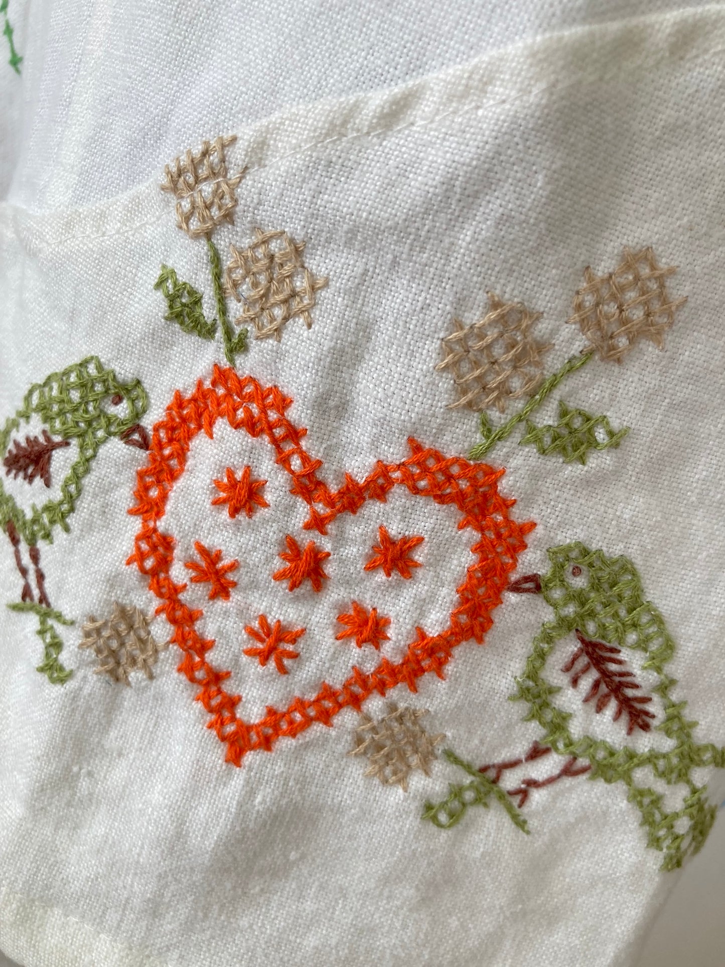 ヴィンテージ 刺繍 リネン 生地 パッチワーク ショートパンツ