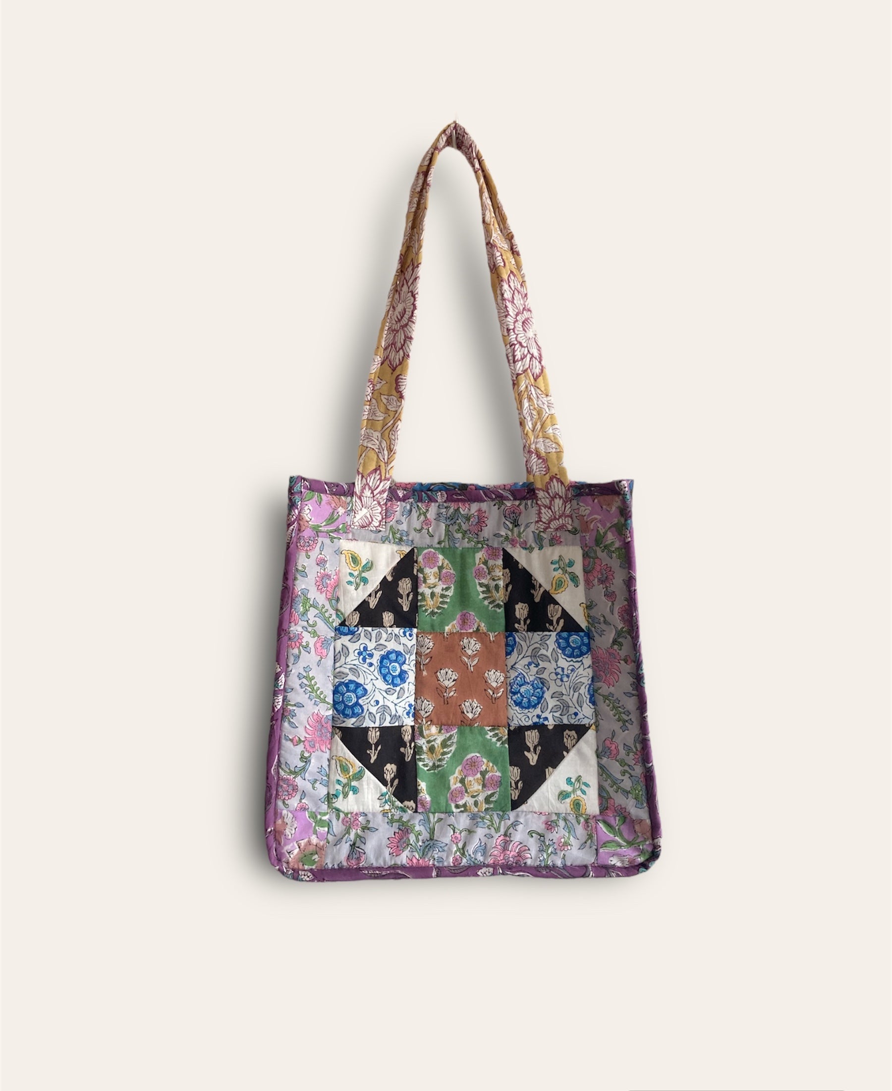 Quilted patchwork tote bag new arrivals