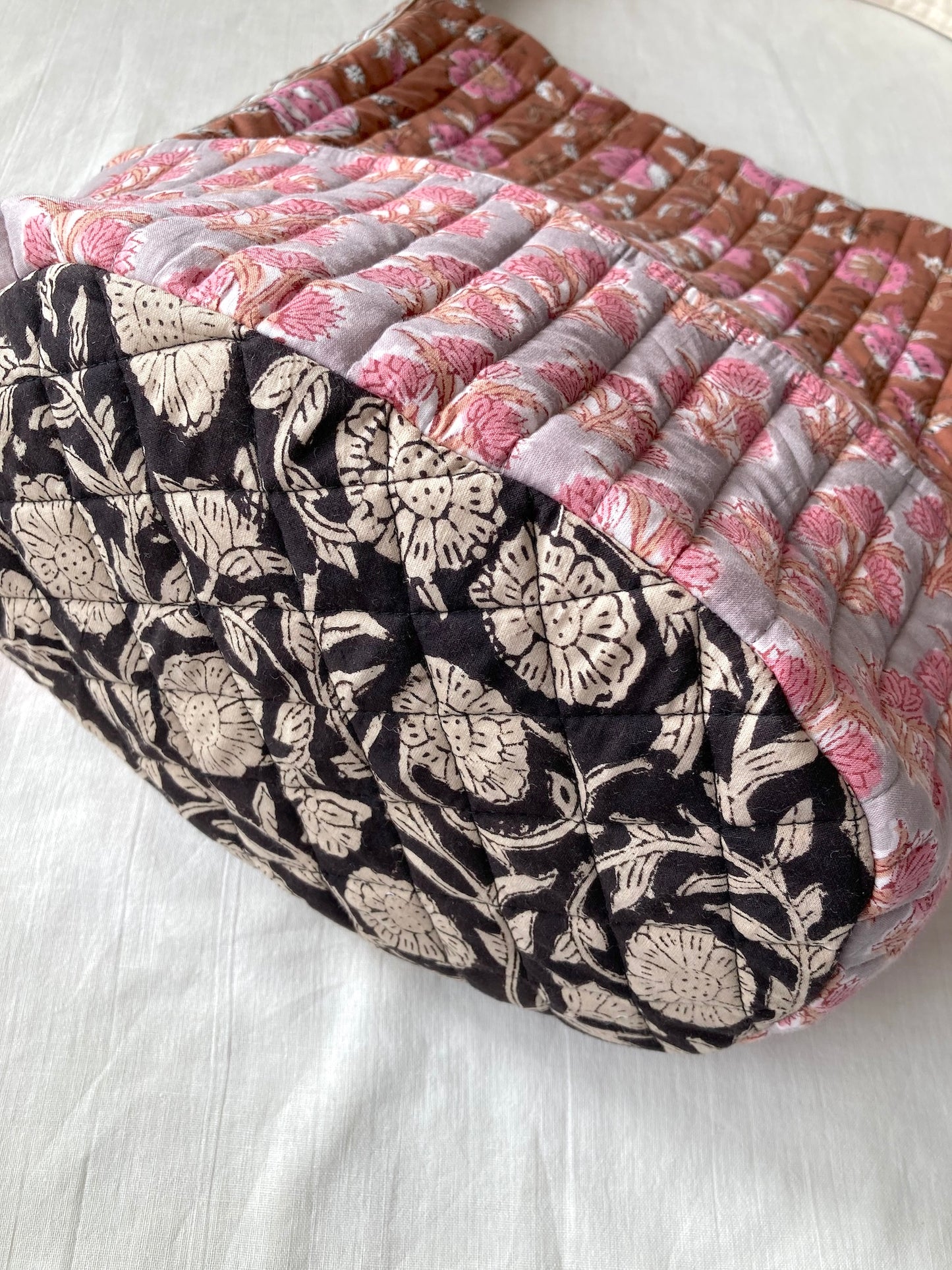 Handcrafted Quilted Bucket Bag with Single Handle