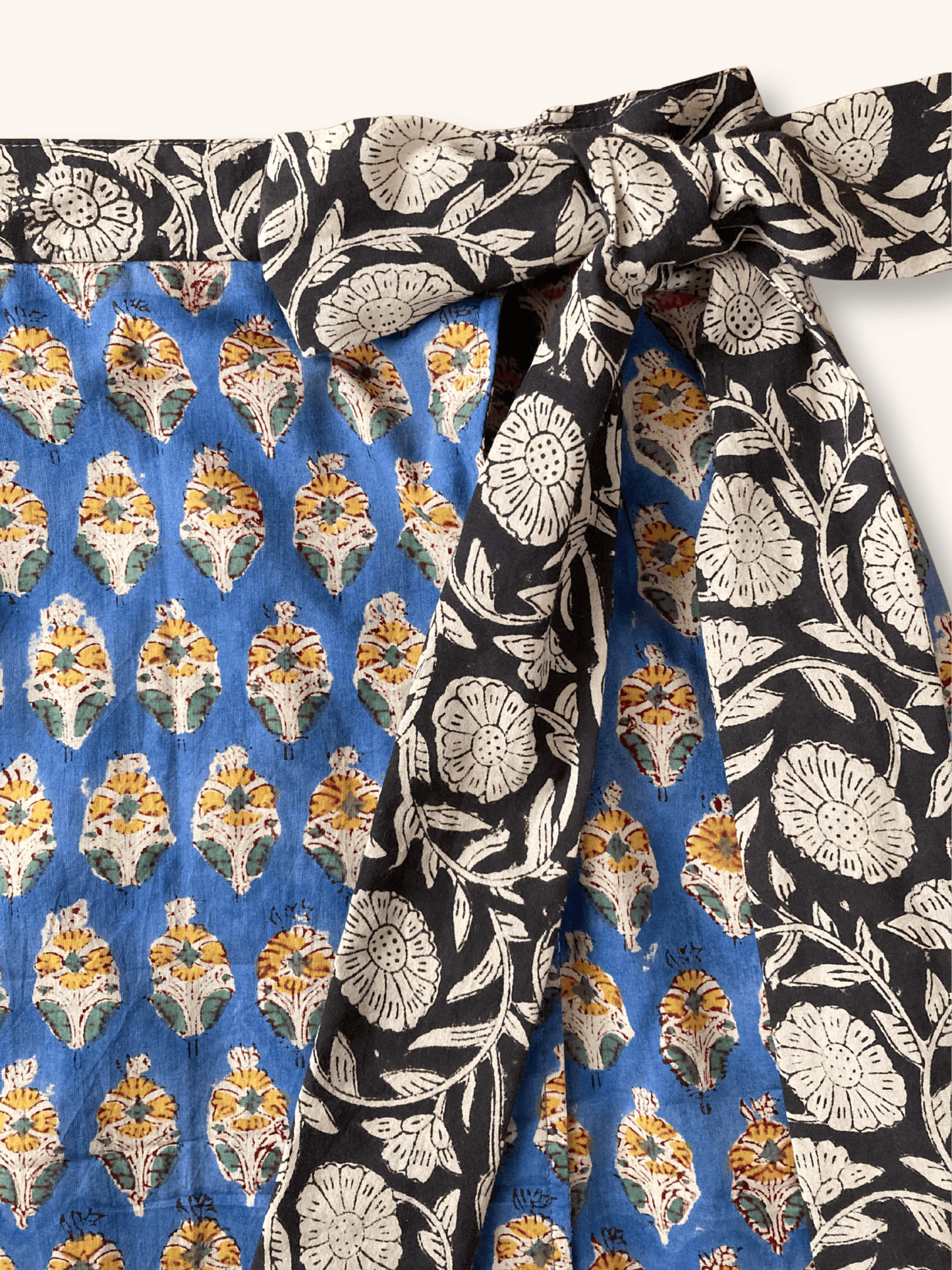 Hand Block Print Layered Reversible Wrap Maxi Skirt