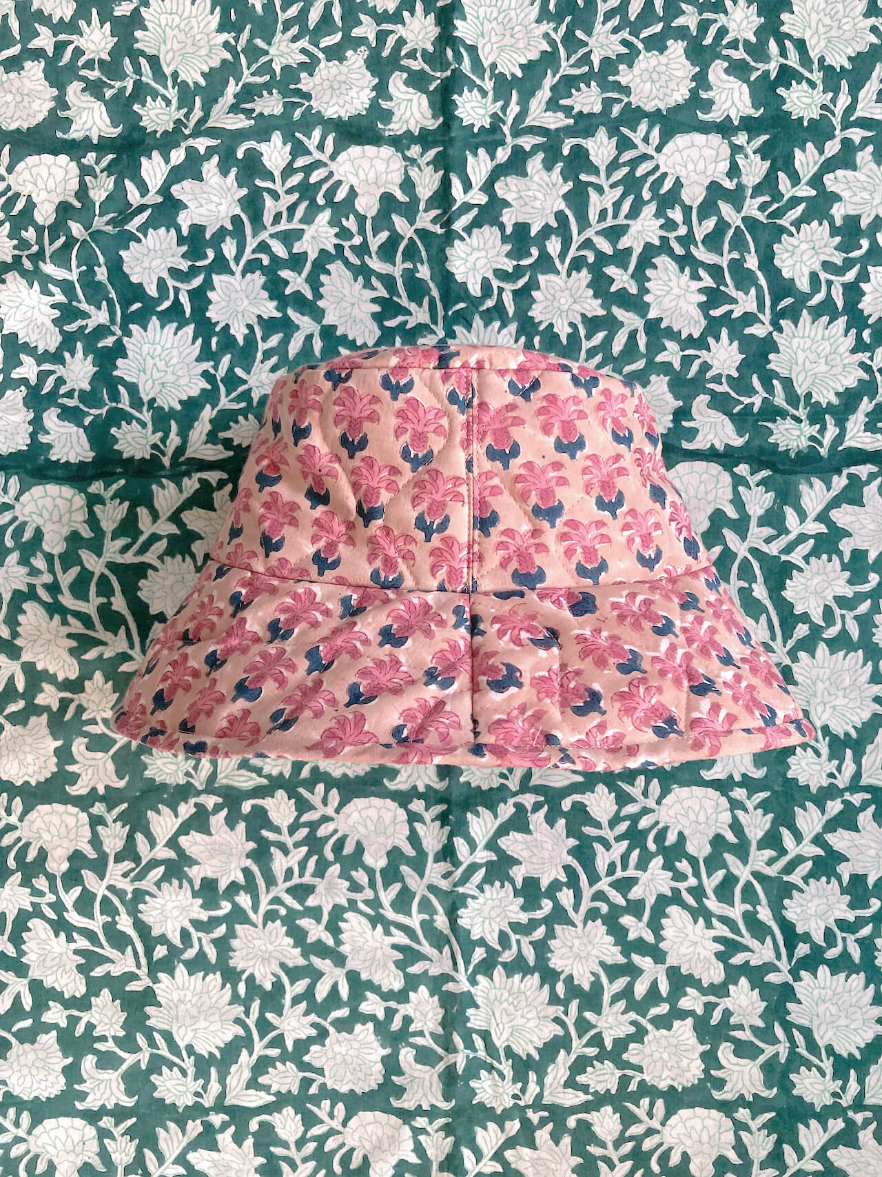Hand Block Print Quilted Bucket Hat 【custom order】#Sabrina