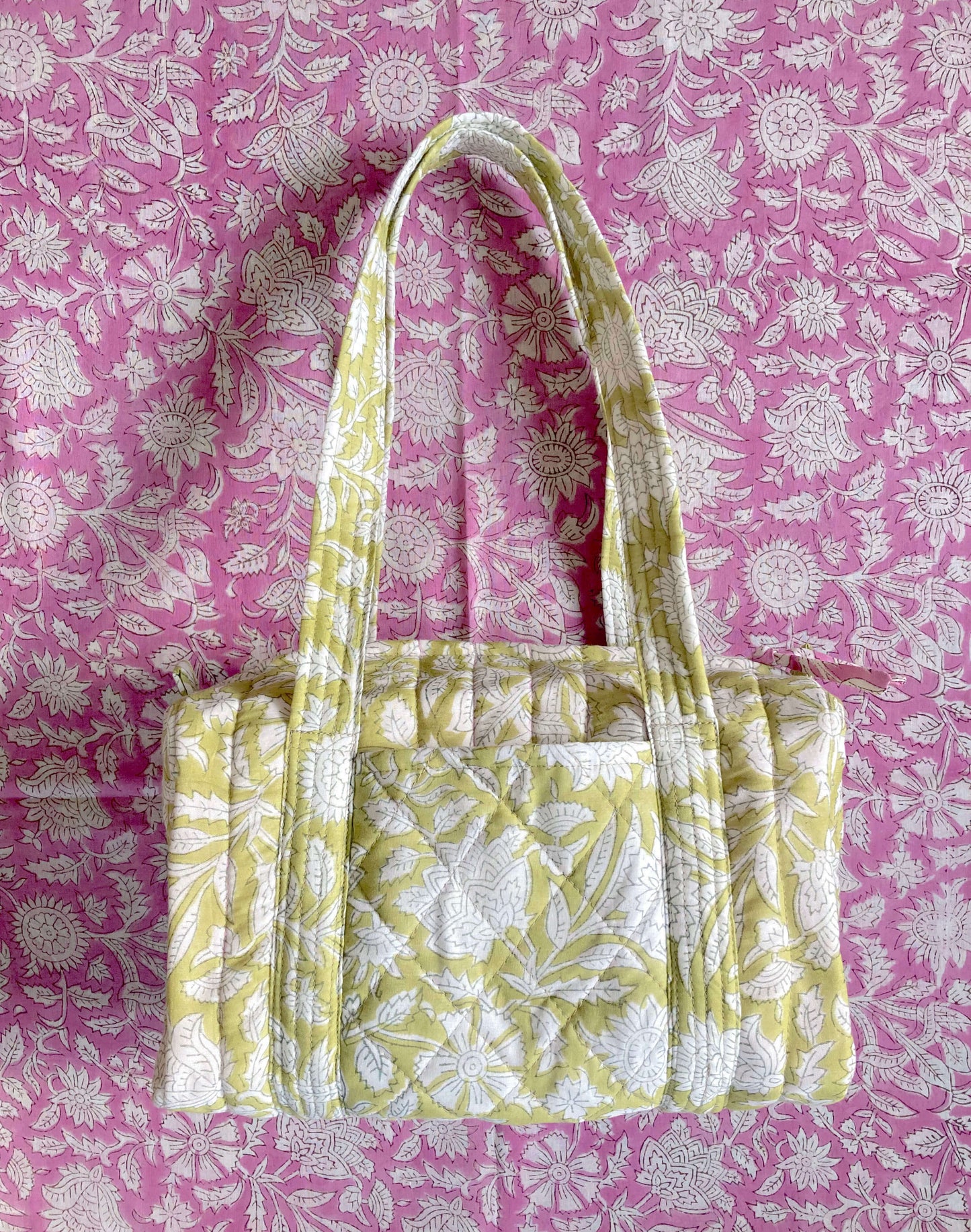 Hand Block Printed Quilting Shoulder Bag 【custom order】