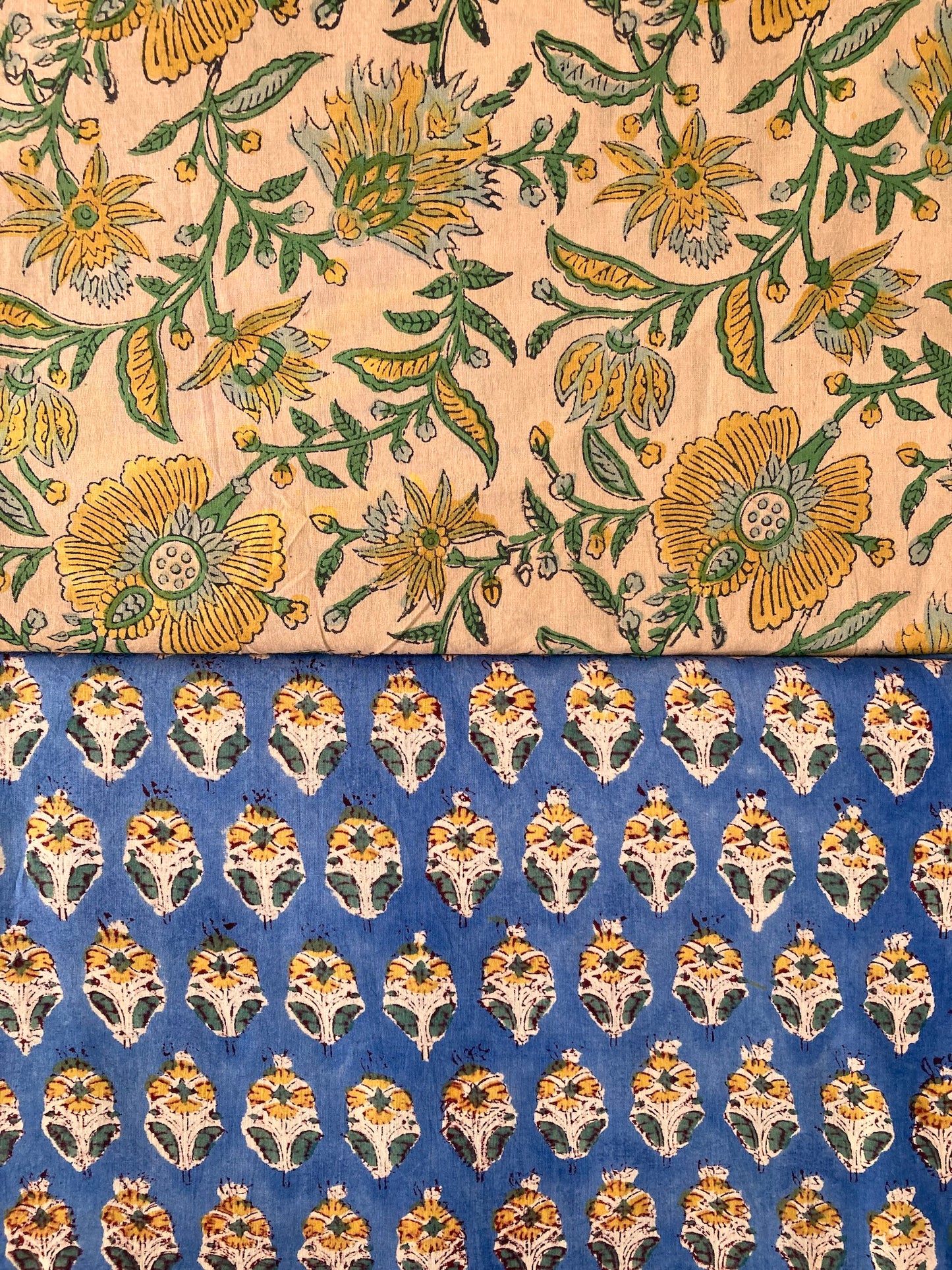 ハンドブロックプリント ブルー コットンプリント生地  #287-6