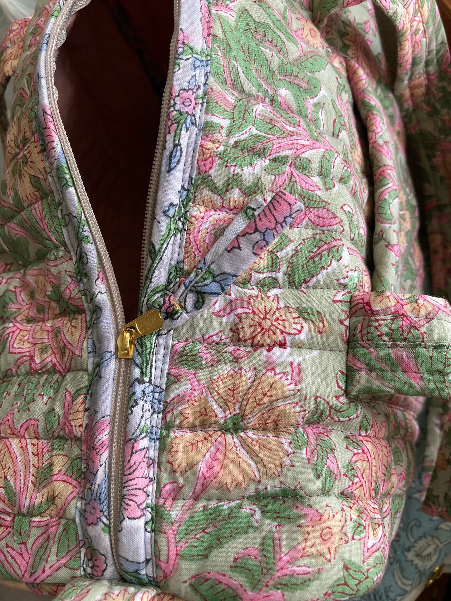 Hand Block Printed Quilting Shoulder Bag 【custom order】