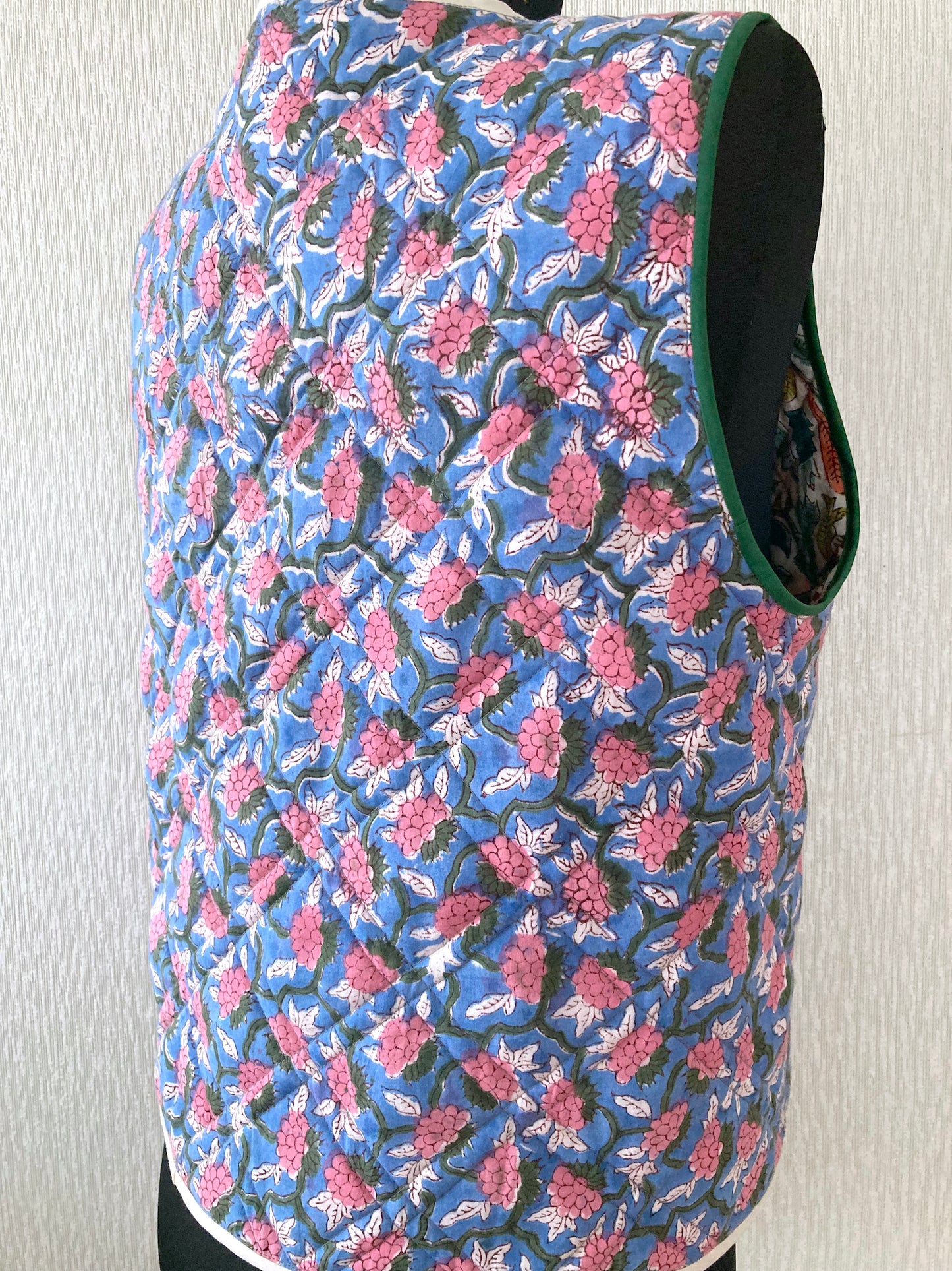 【custom order】Block Print Quilted Reversible Vest #Nicole