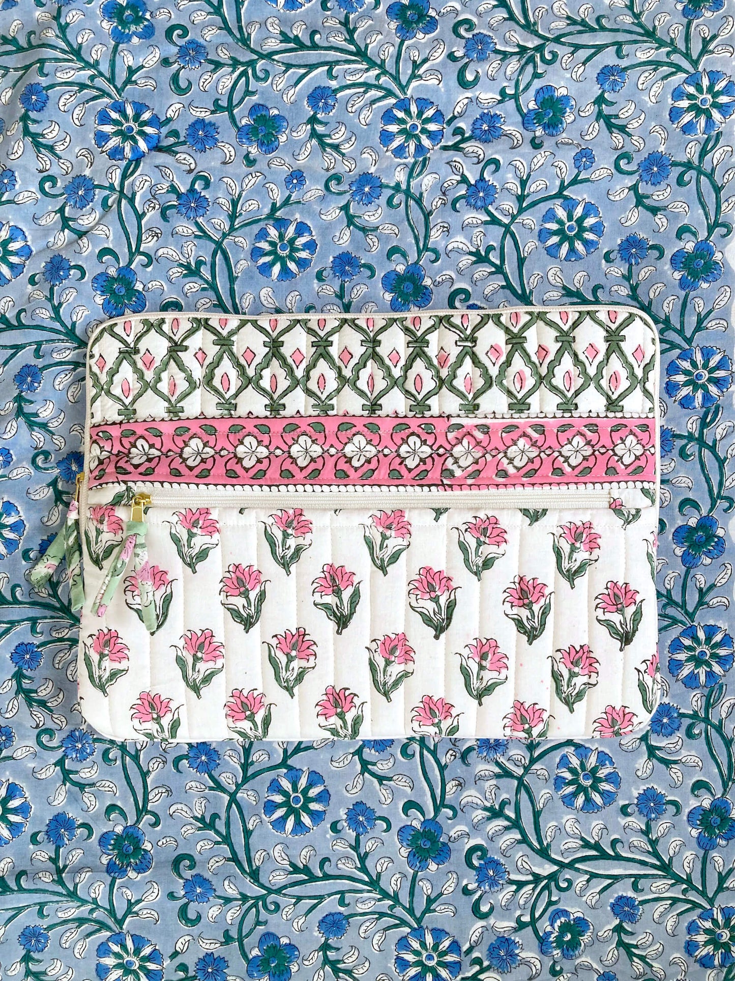 【custom order】ハンドブロックプリント生地 ラップトップ / タブレット PC パソコンケース / カバー