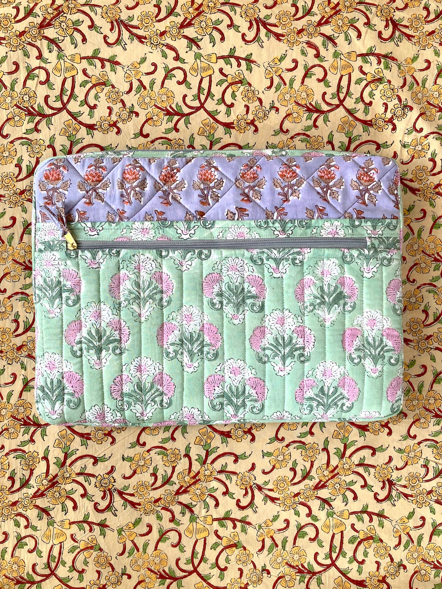 【custom order】ハンドブロックプリント生地 ラップトップ / タブレット PC パソコンケース / カバー