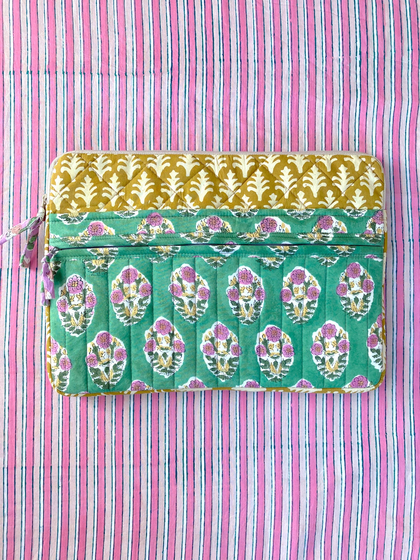 【custom order】ハンドブロックプリント生地 ラップトップ / タブレット PC パソコンケース / カバー