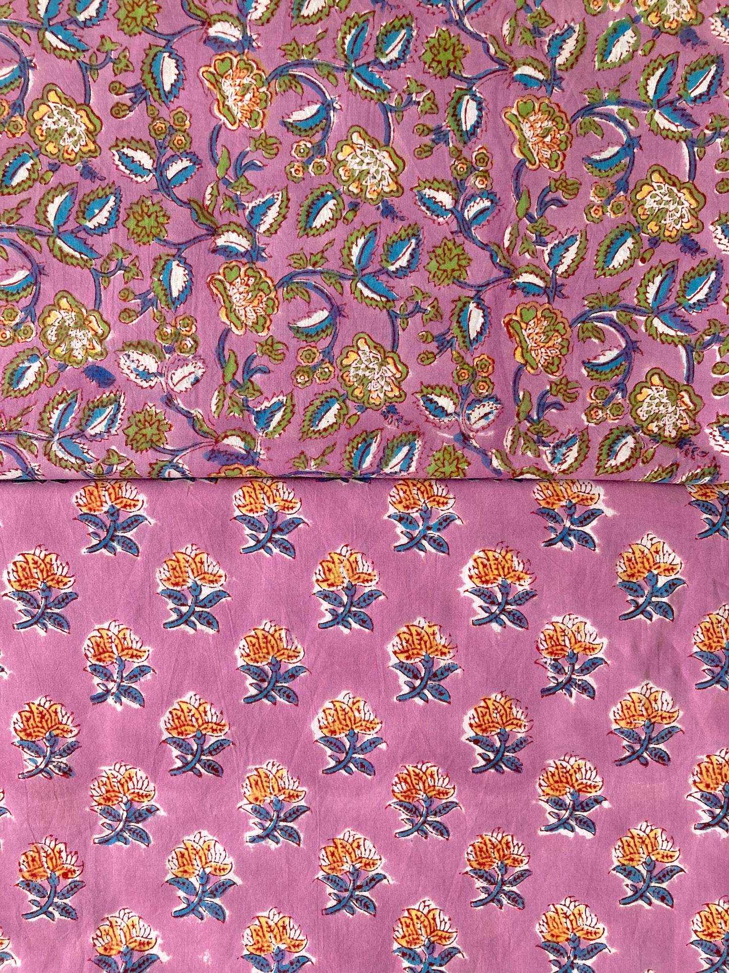 Hand Block Print Floral Cotton Fabric Lilac #224-25