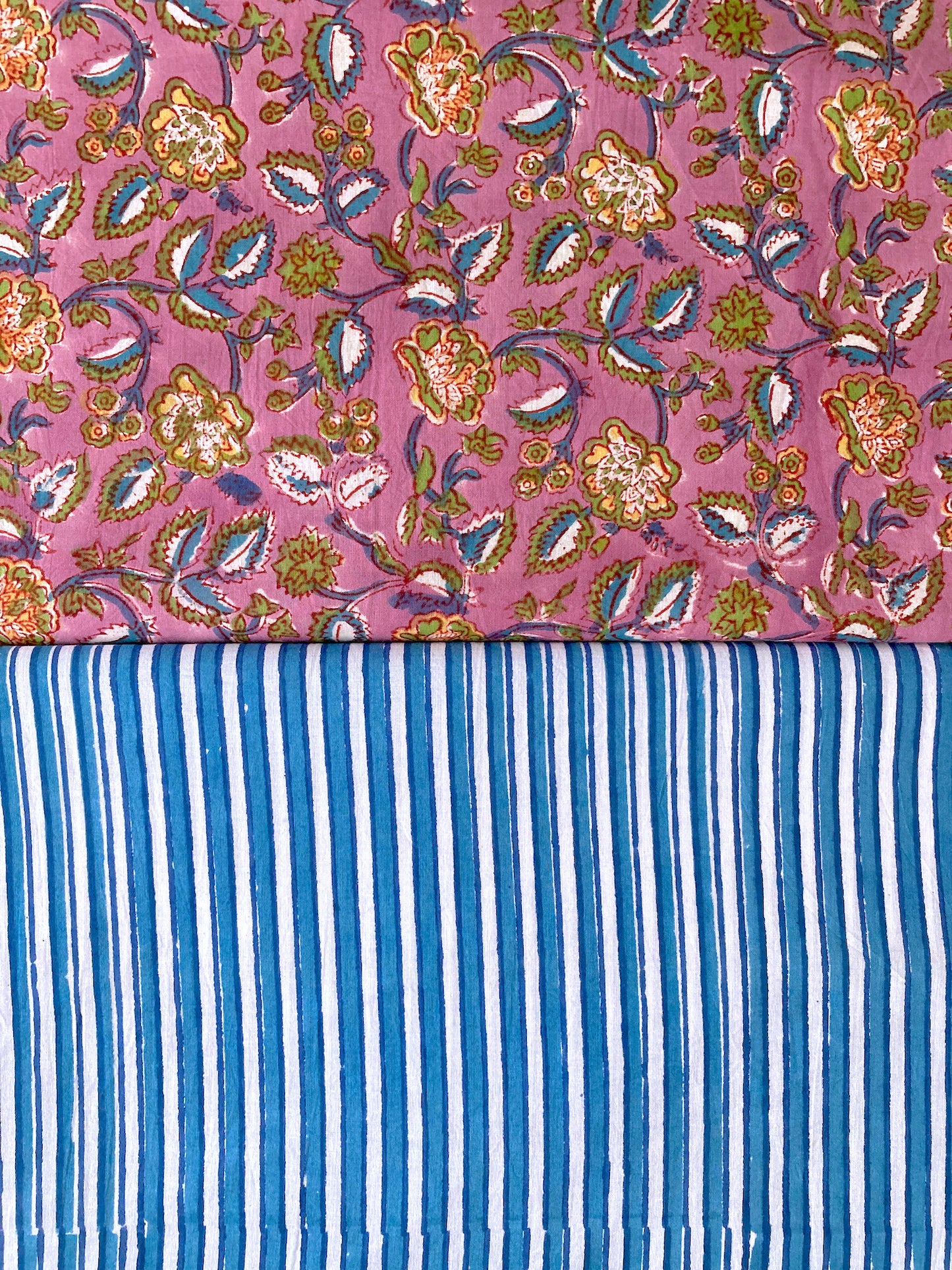 Hand Block Print Floral Cotton Fabric Lilac #224-25