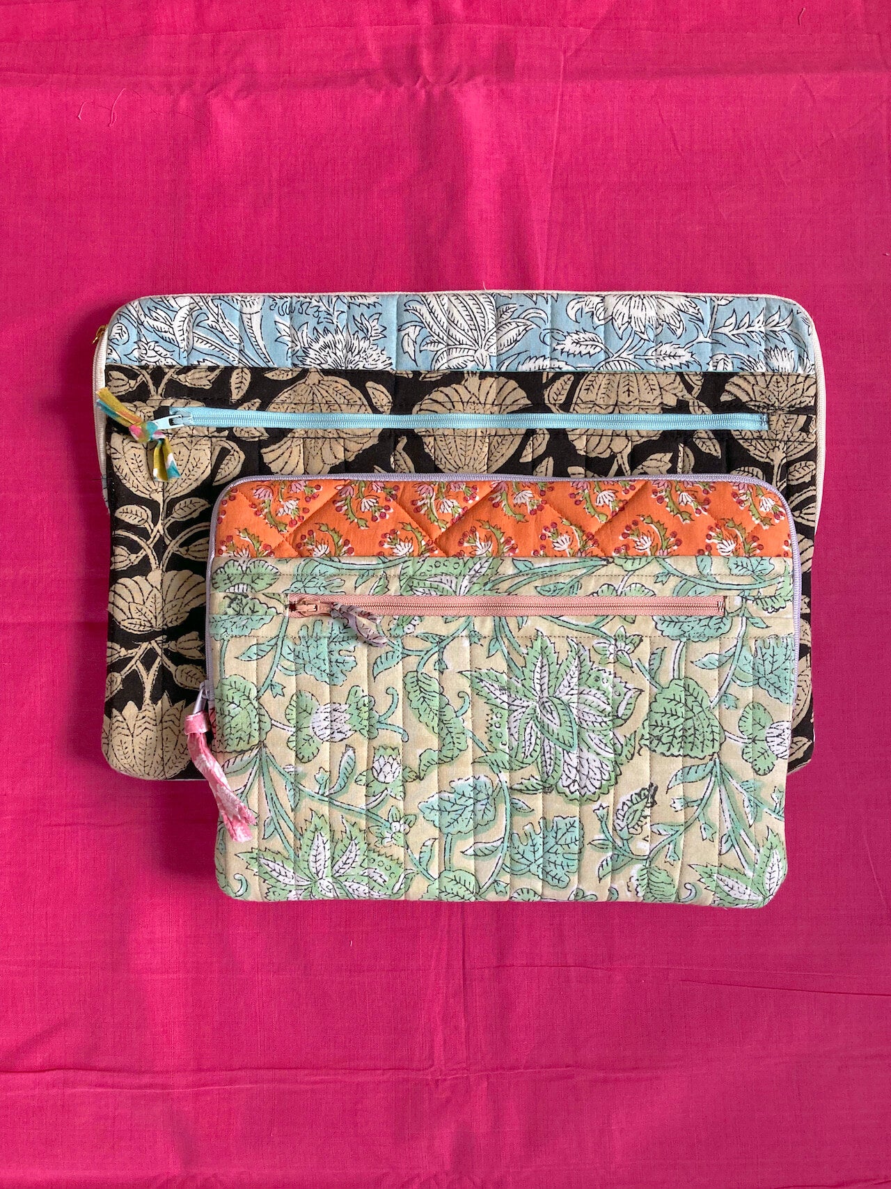 【custom order】ハンドブロックプリント生地 ラップトップ / タブレット PC パソコンケース / カバー