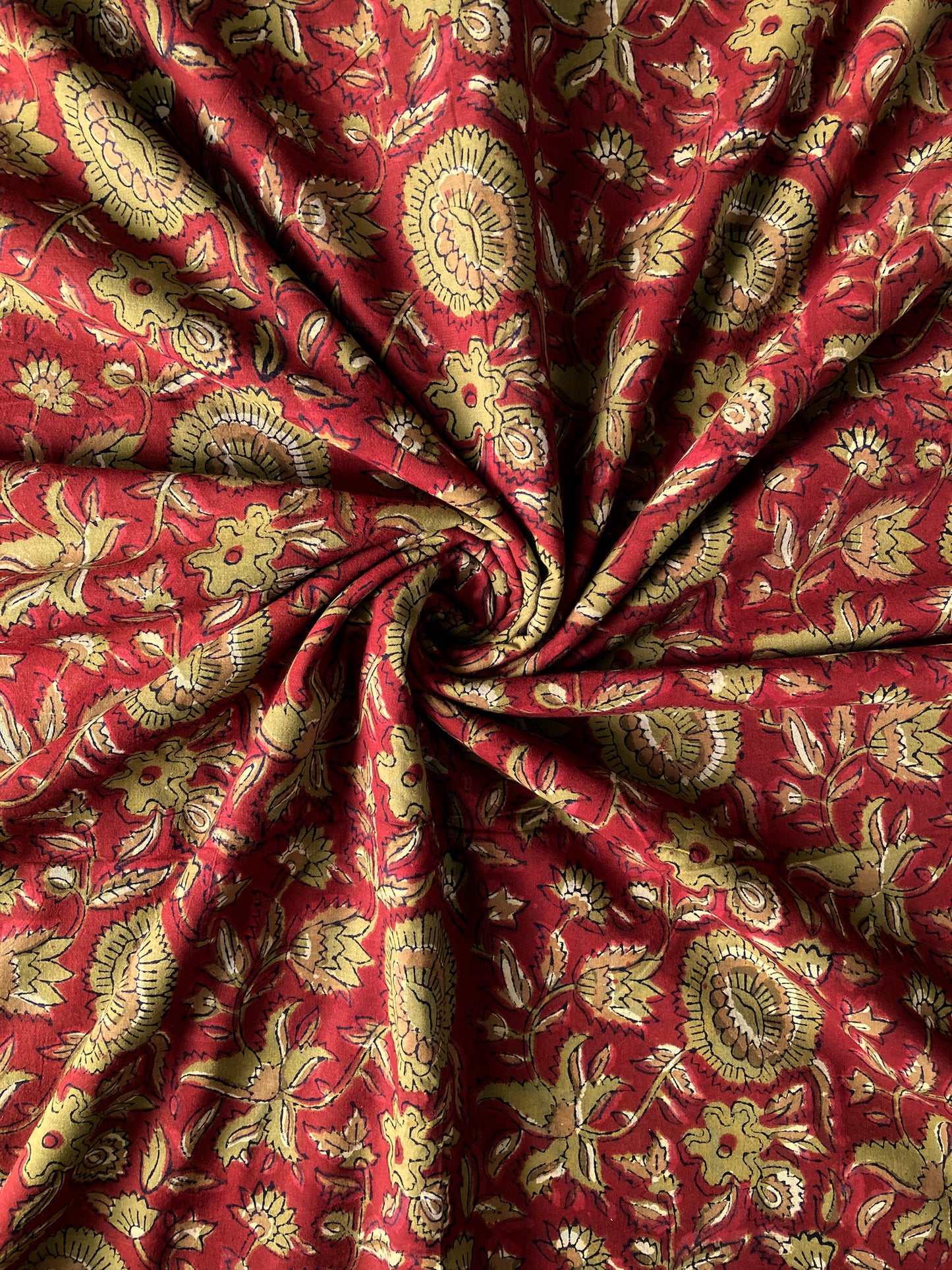 Hand Block Printed Jahota Red Cotton Fabric #247-2