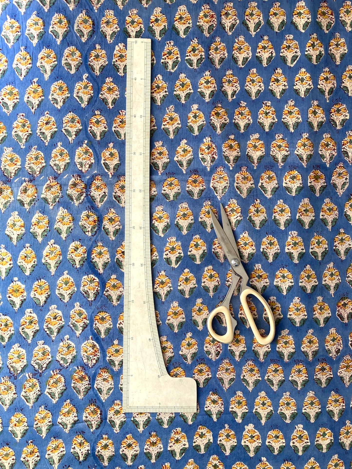 ハンドブロックプリント ブルー コットンプリント生地  #287-6