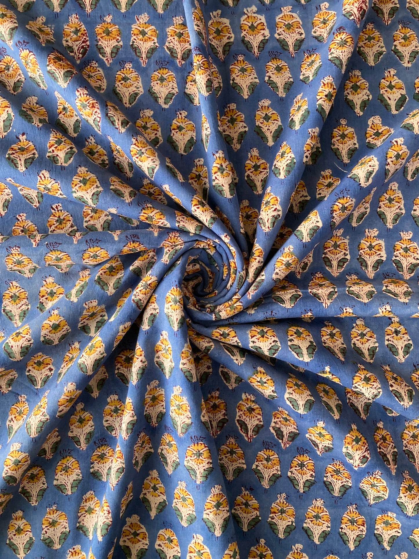 ハンドブロックプリント ブルー コットンプリント生地  #287-6