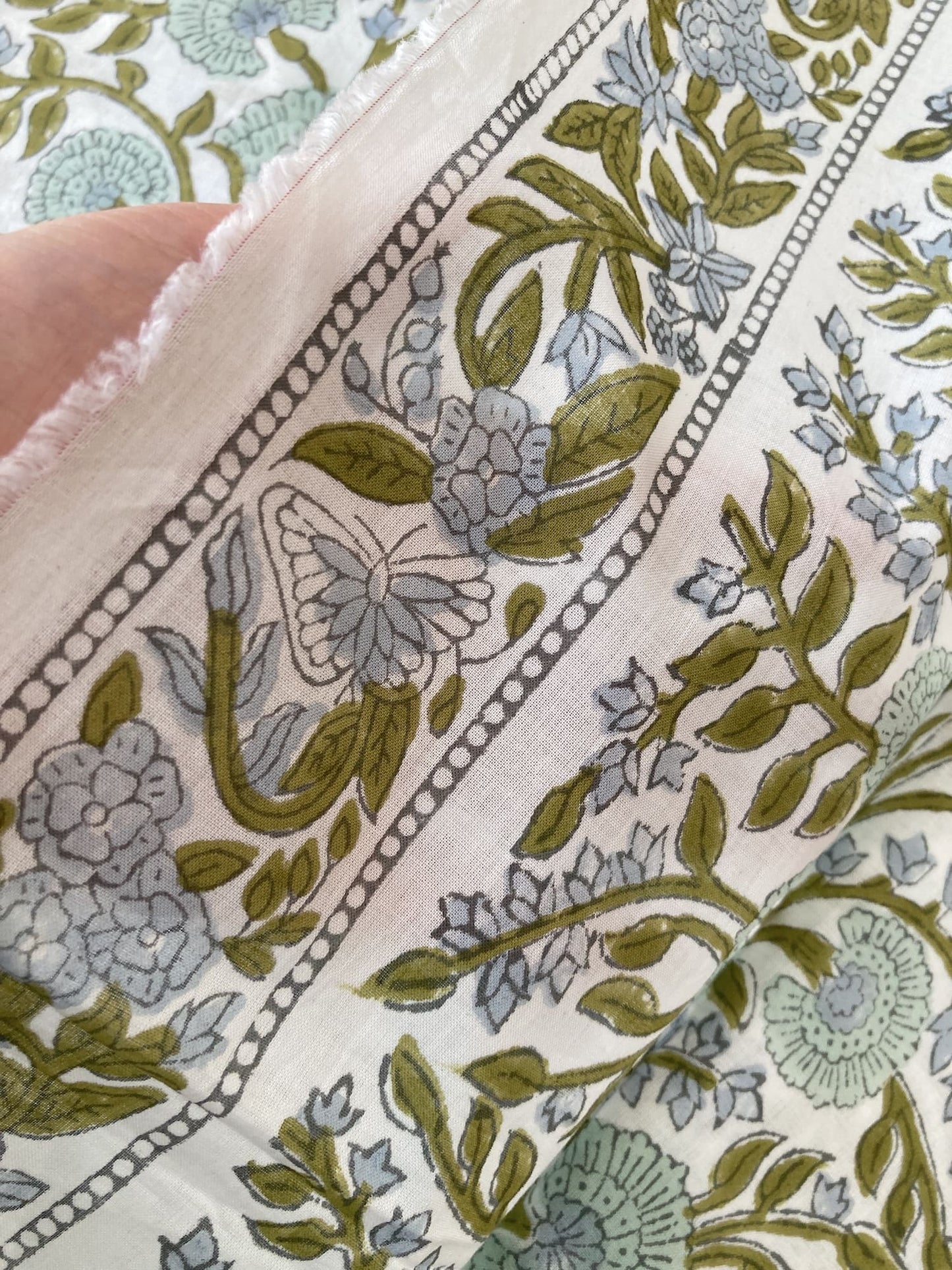 ハンドブロックプリント ホワイト コットンプリント生地 #296-5