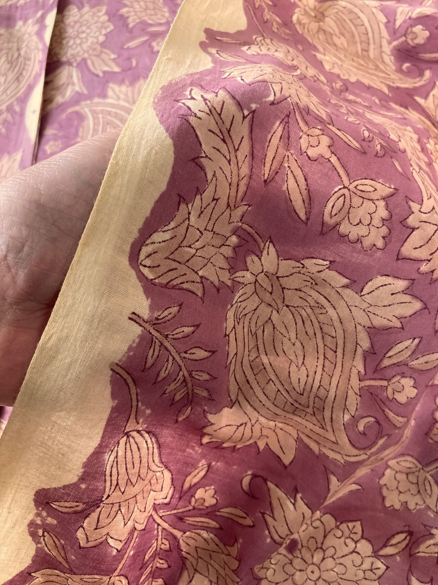 Hand Block Print Antique Purple Cotton Fabric #298-1