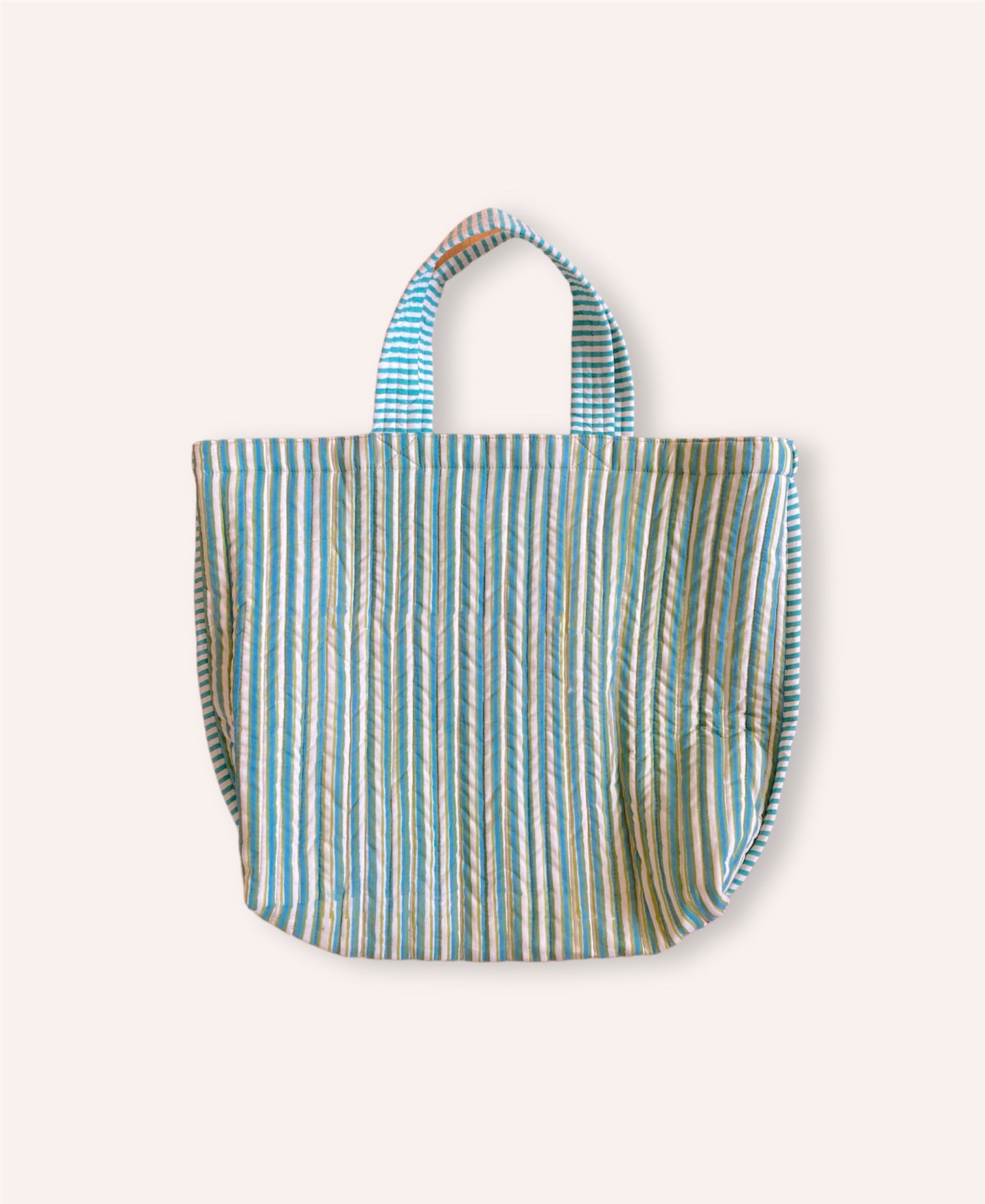 【 custom order 】Hand Block Print Quilted Tote Bag #daybag-M